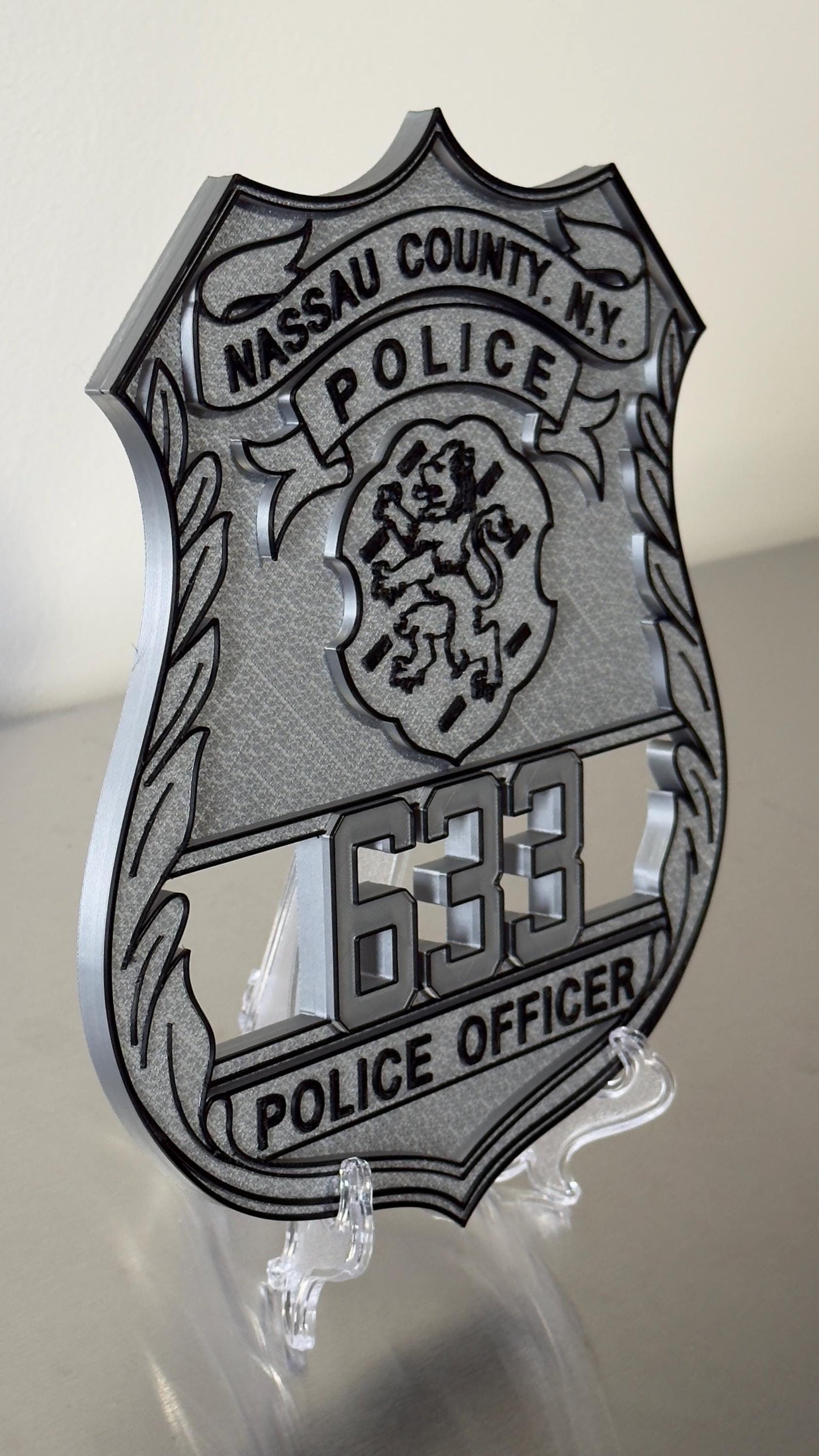 Nassau County Police Shield 3D Plaque: First Responder Wall Art New York