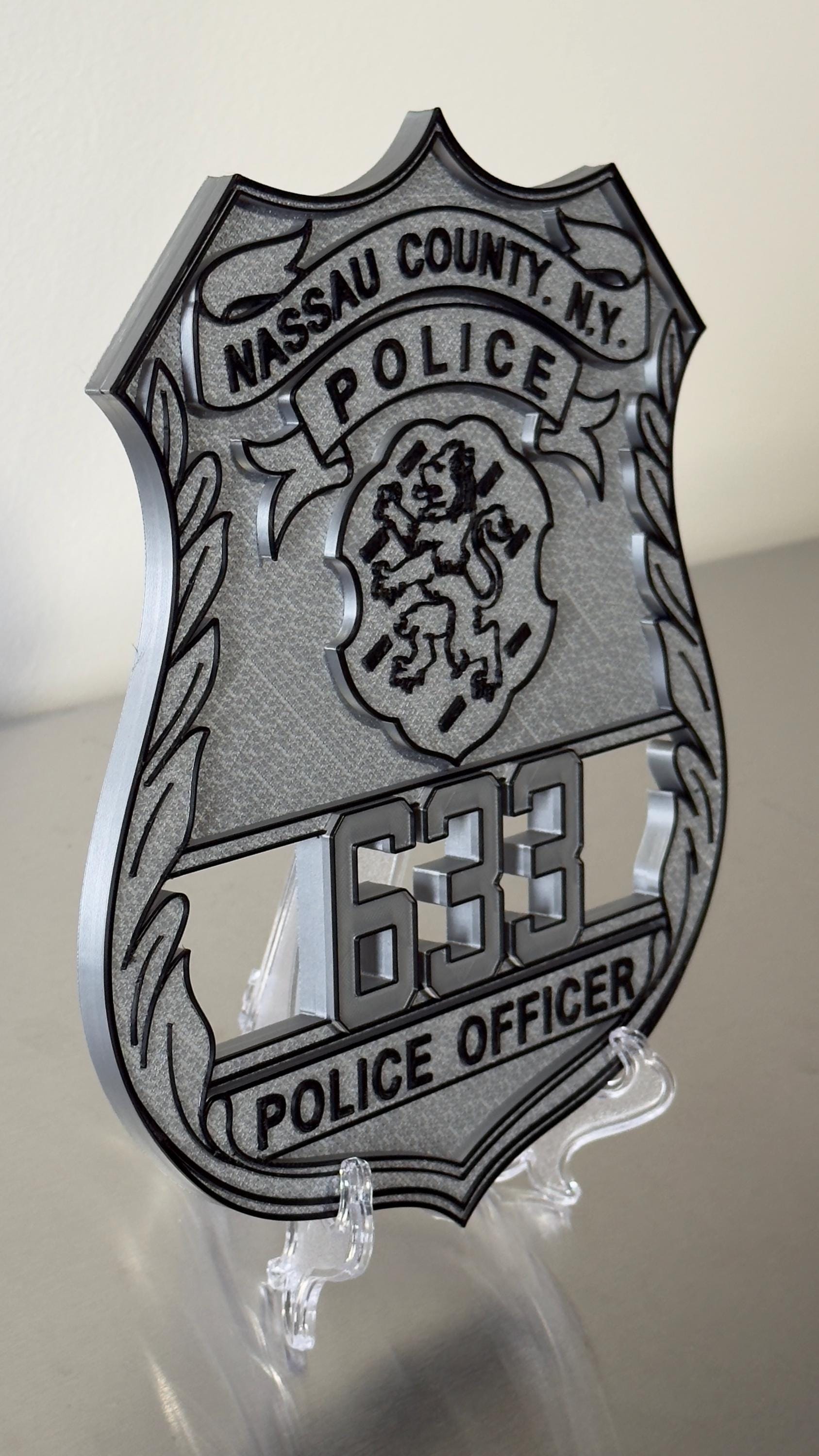 Nassau County Police Shield 3D Plaque: First Responder Wall Art New York