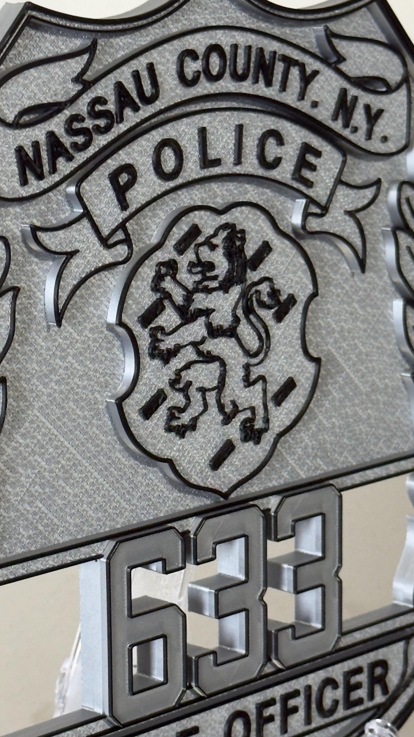 Nassau County Police Shield 3D Plaque: First Responder Wall Art New York