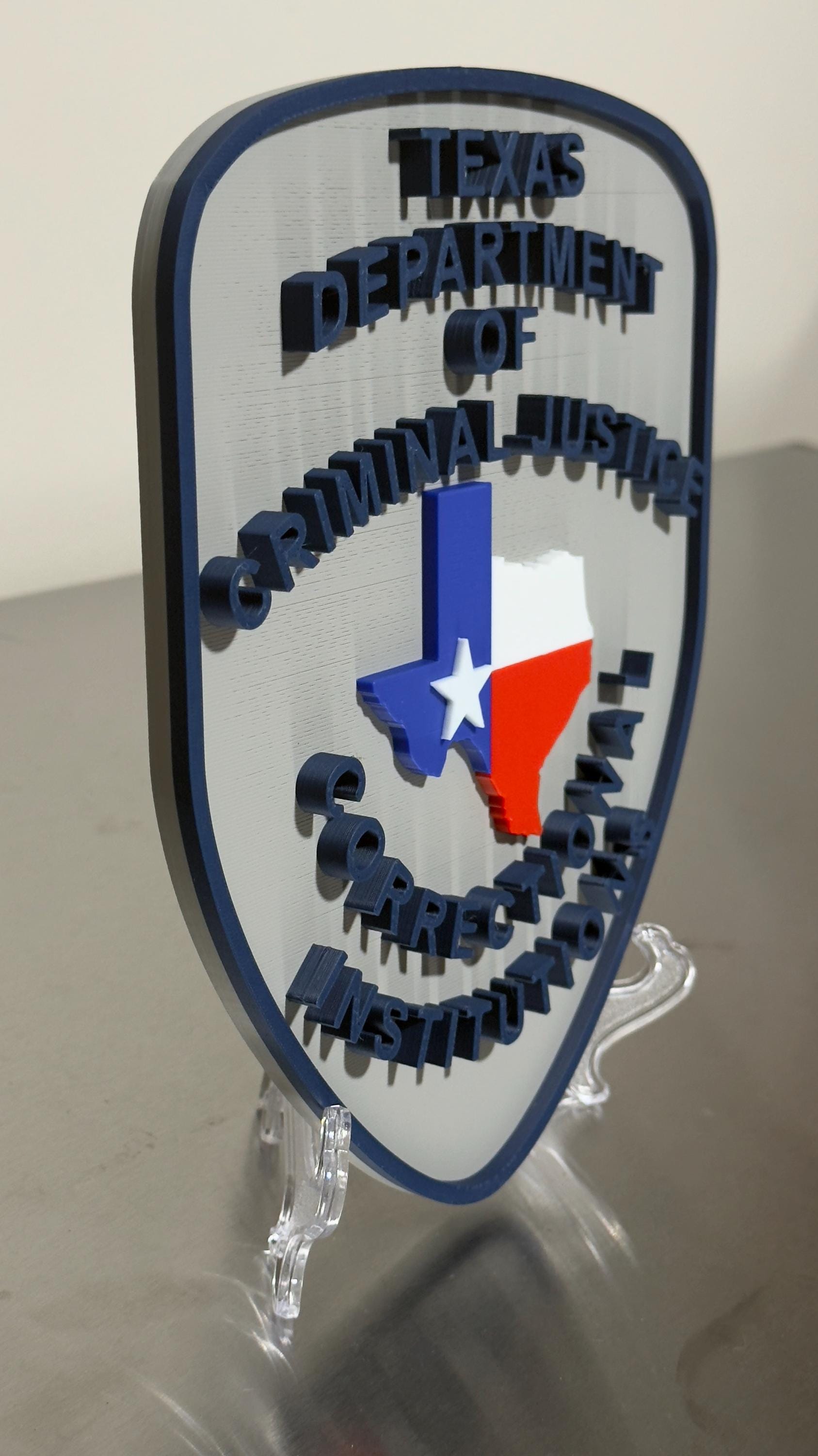 Texas Correctional Institution Plaque, 3D Embossed First Responder Wall Art