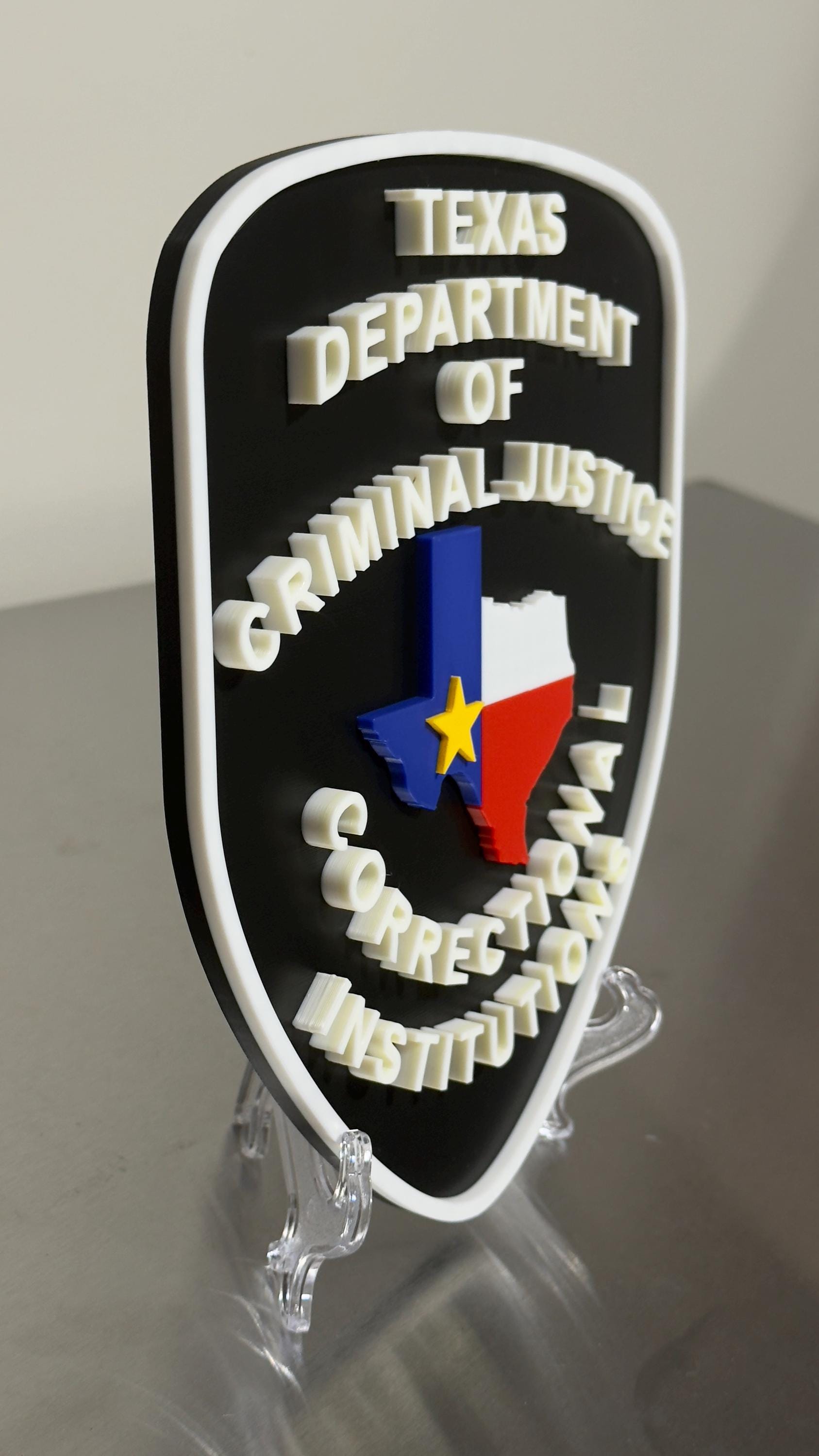 Texas Correctional Institution Plaque, 3D Embossed First Responder Wall Art