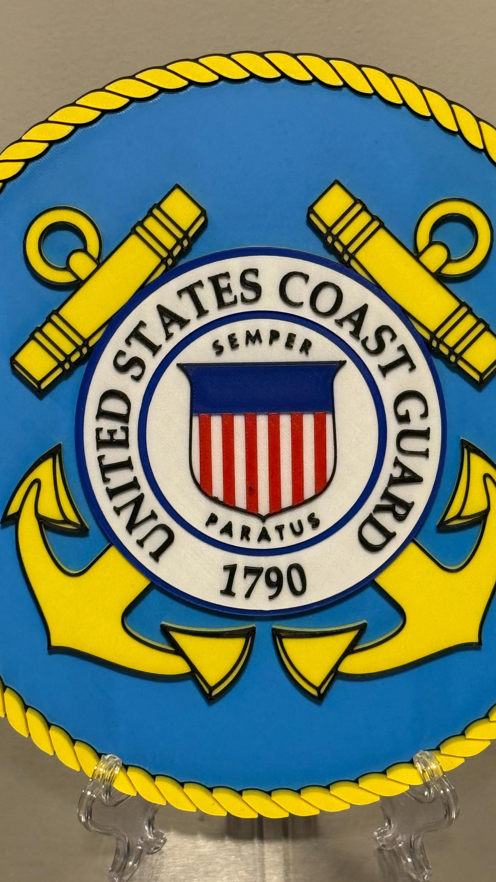 USCG 3D Embossed Plaque: United States Coast Guard Wall Art Government