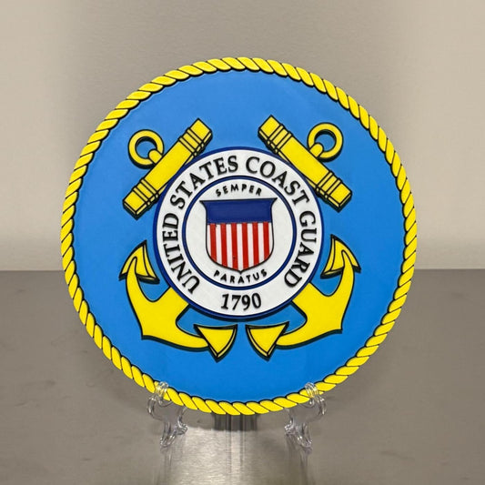 USCG 3D Embossed Plaque: United States Coast Guard Wall Art Government