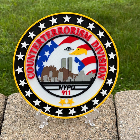 NYPD Counterterrorism Division 3D Plaque First Responder Wall Art Display Plaque Police Gift
