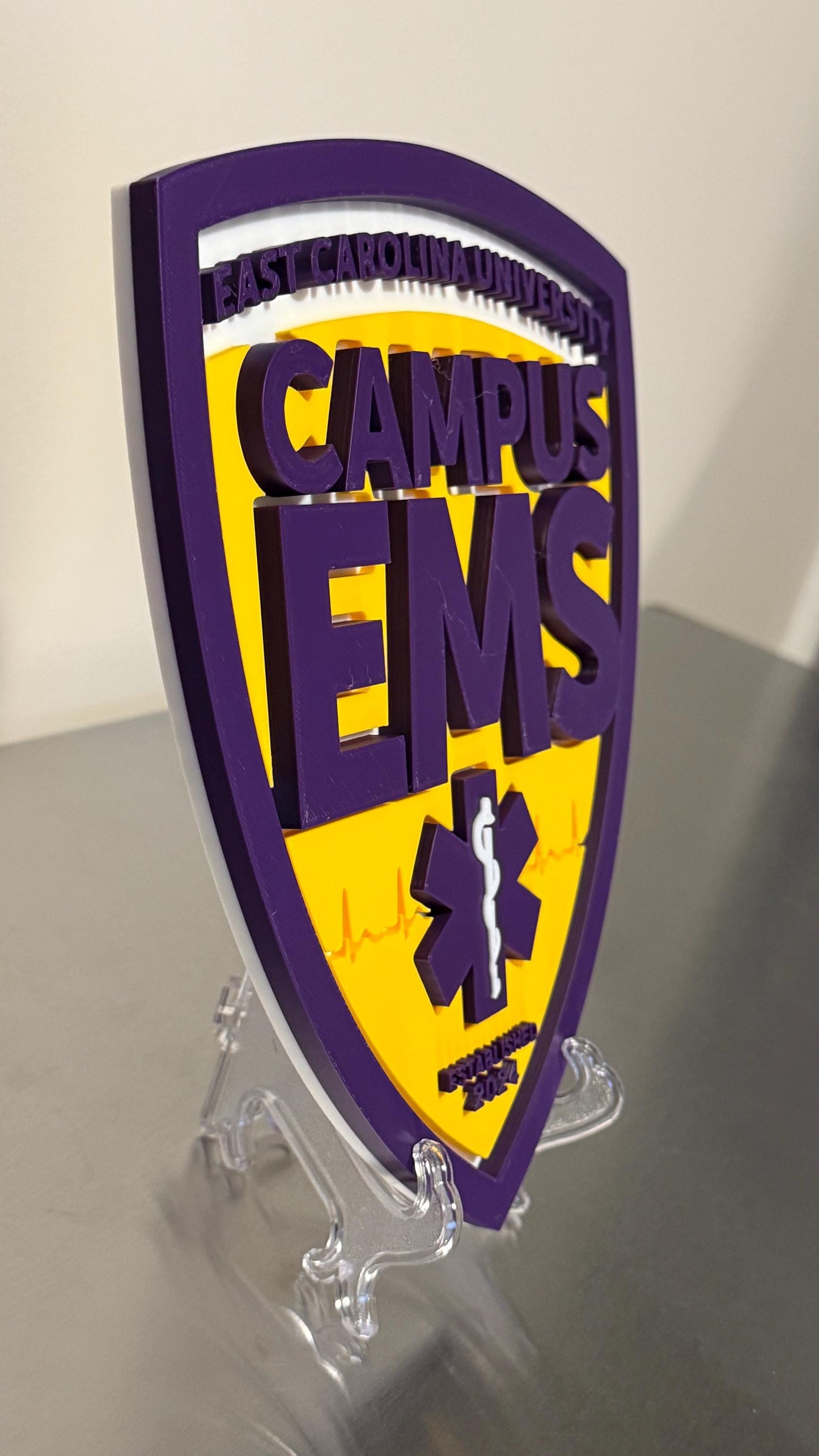 East Carolina Campus EMS 3D Plaque, Embossed First Responder Tribute (9x7.6 inches)