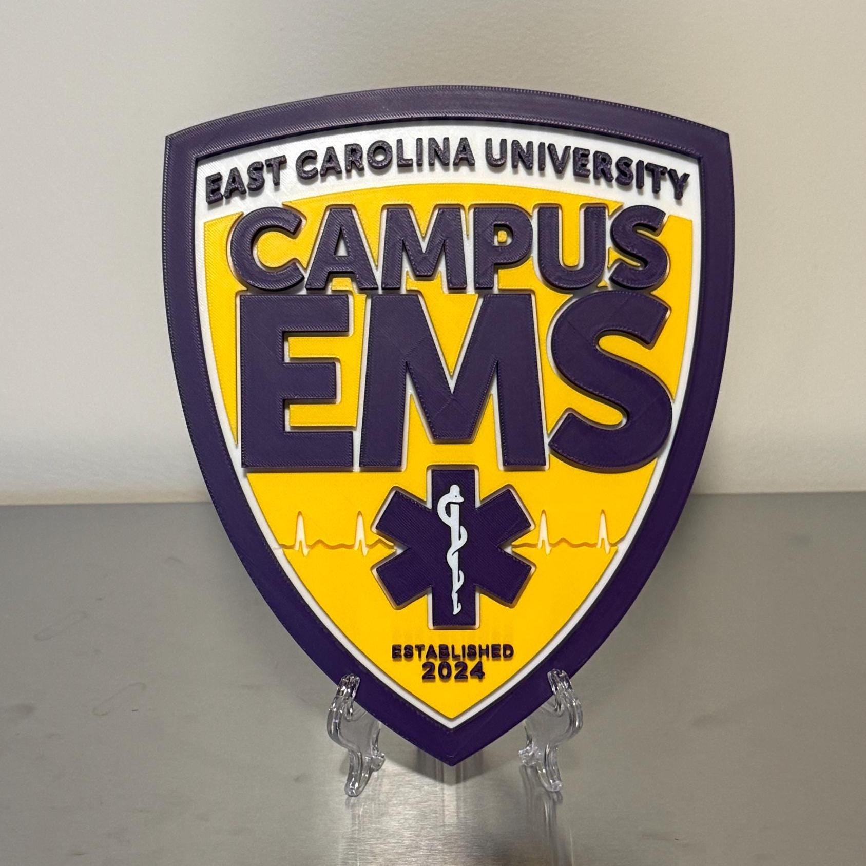 East Carolina Campus EMS 3D Plaque, Embossed First Responder Tribute (9x7.6 inches)
