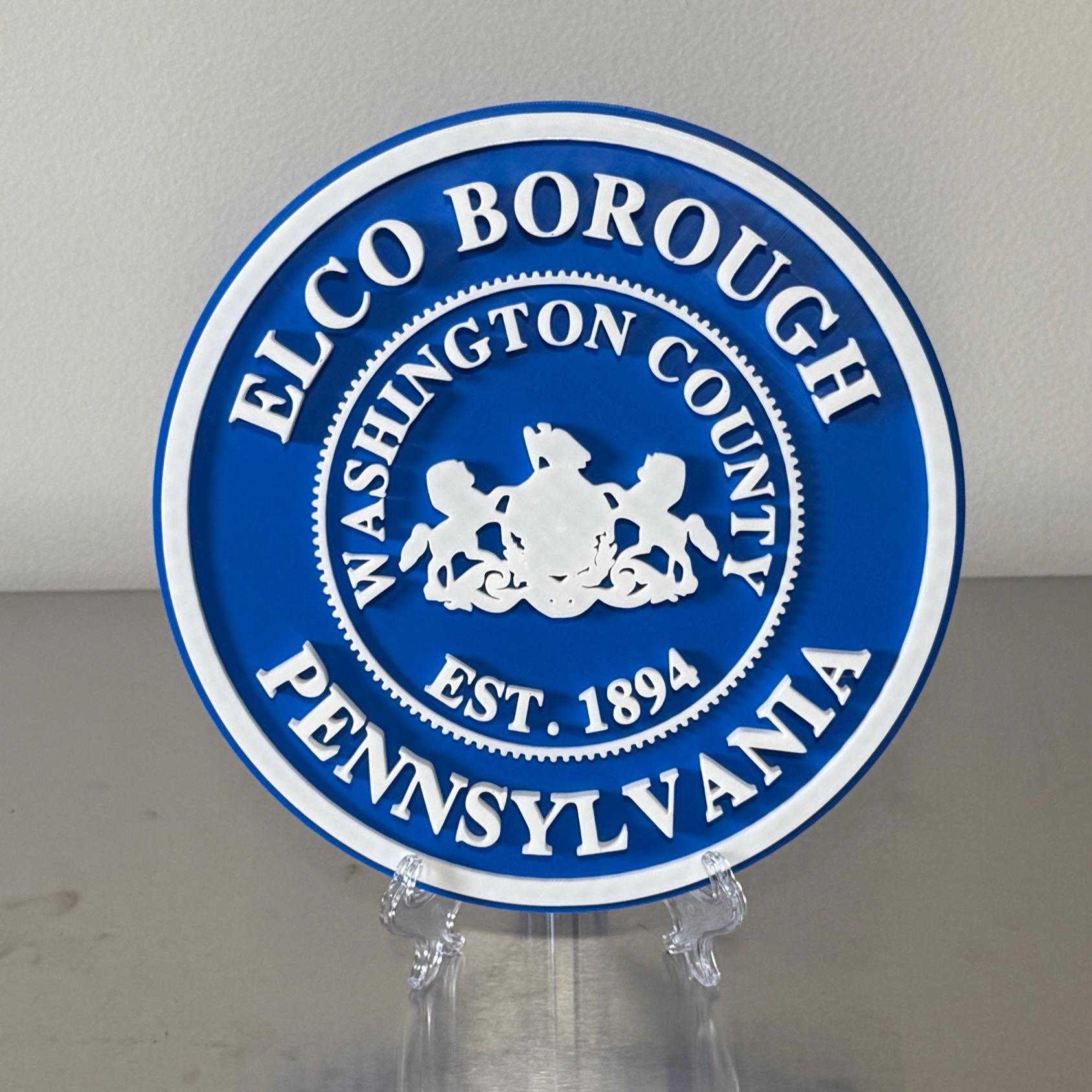 ELCO Borough PA Logo 3D Plaque Wall Art Pennsylvania Display Plaque Patch