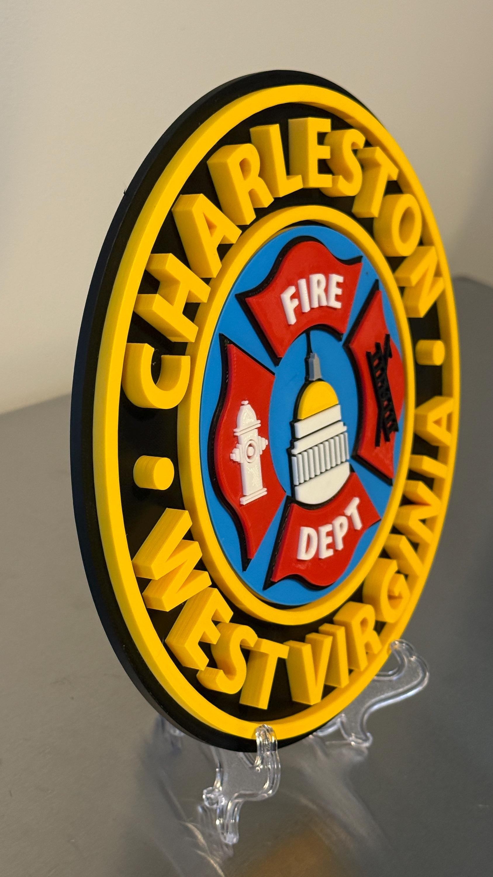 Charleston WV Fire Department 3D Embossed Plaque: First Responder Wall Art