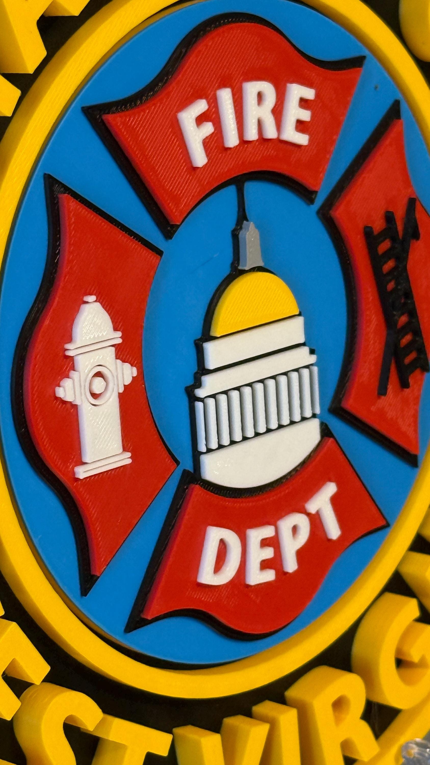 Charleston WV Fire Department 3D Embossed Plaque: First Responder Wall Art