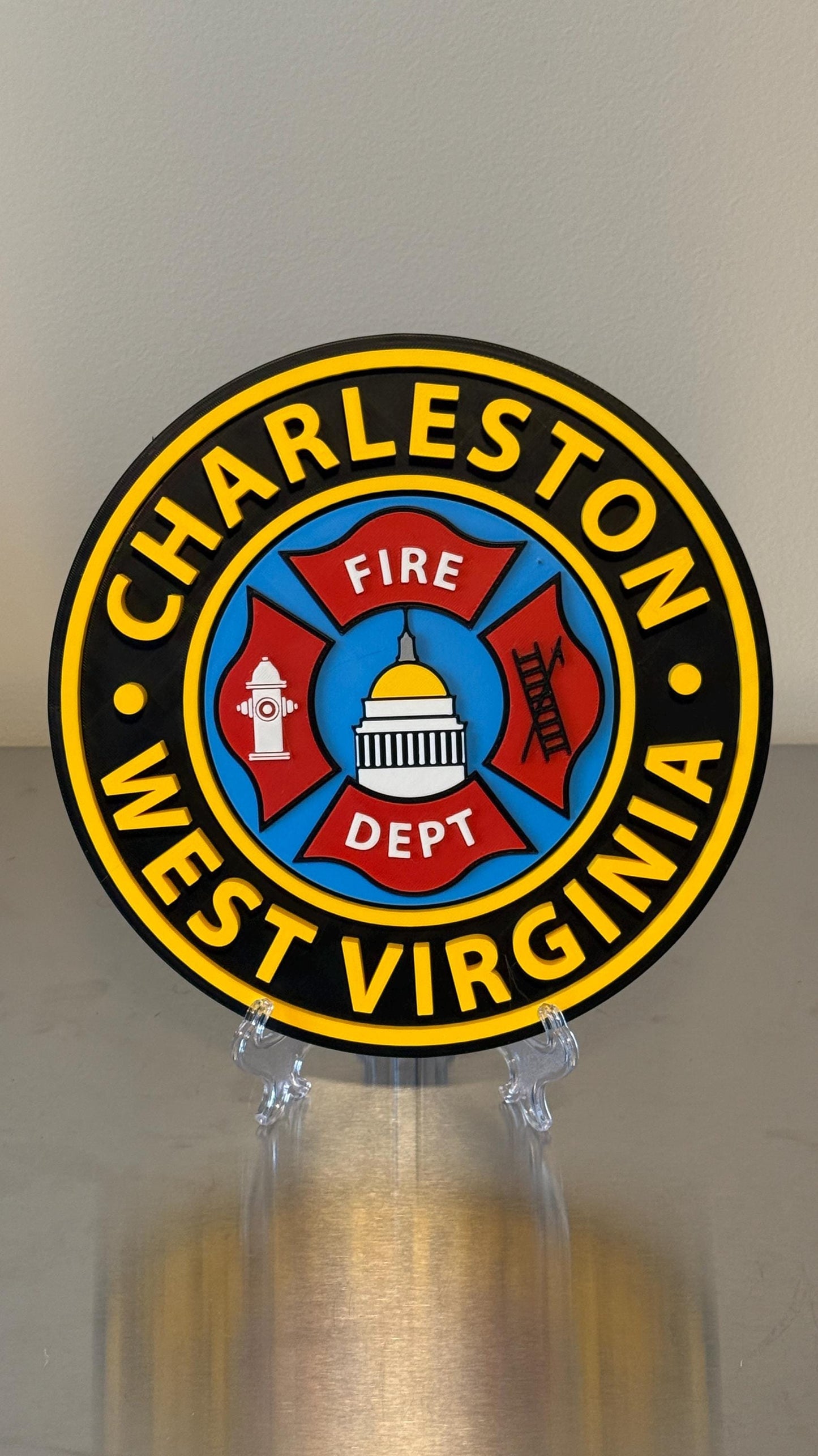 Charleston WV Fire Department 3D Embossed Plaque: First Responder Wall Art