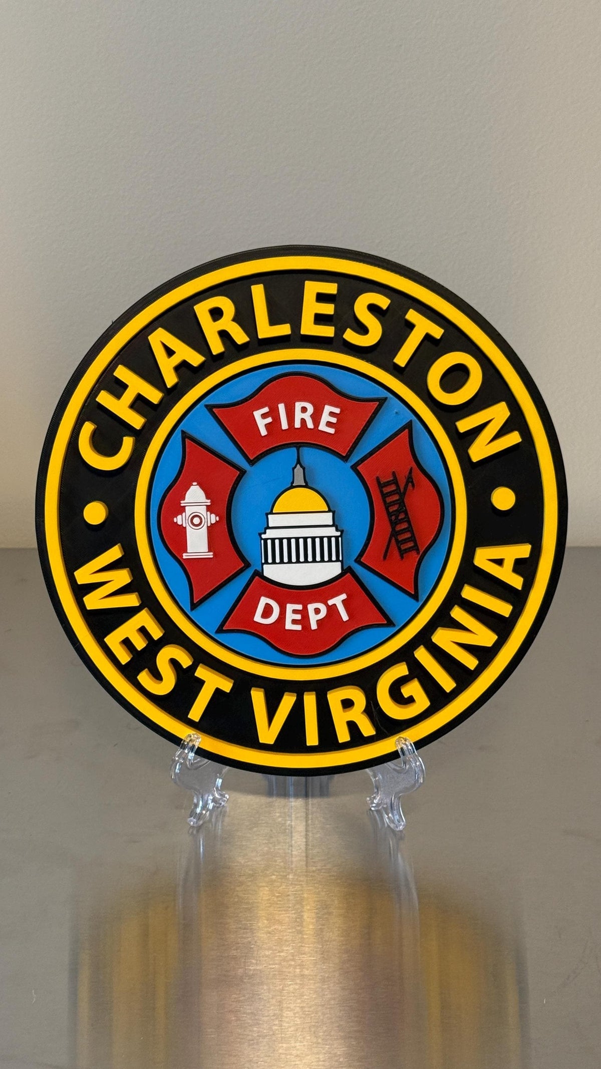 Charleston WV Fire Department 3D Embossed Plaque: First Responder Display Plaque