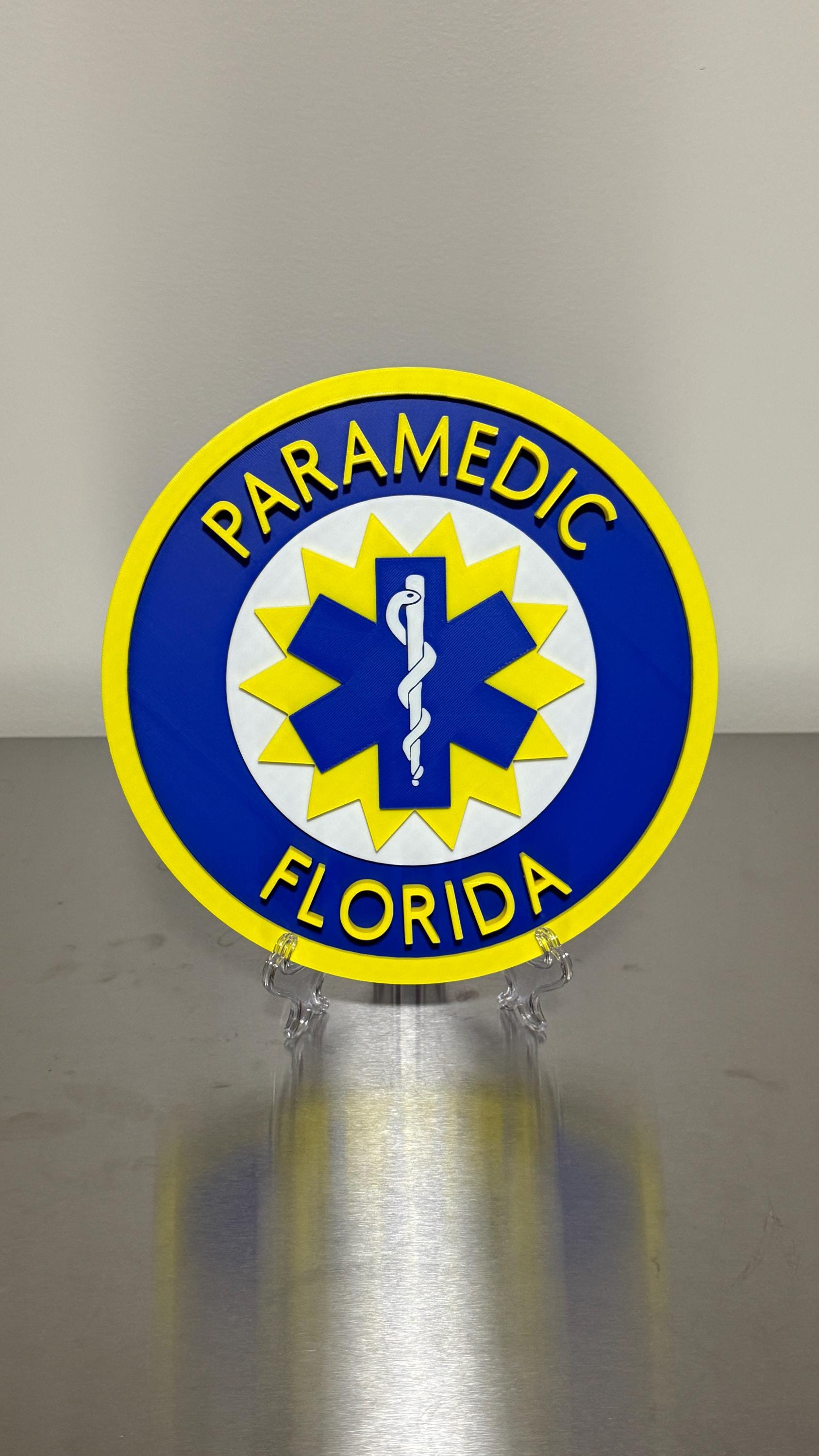 Florida Paramedic Plaque: First Responder Wall Art EMS Gift