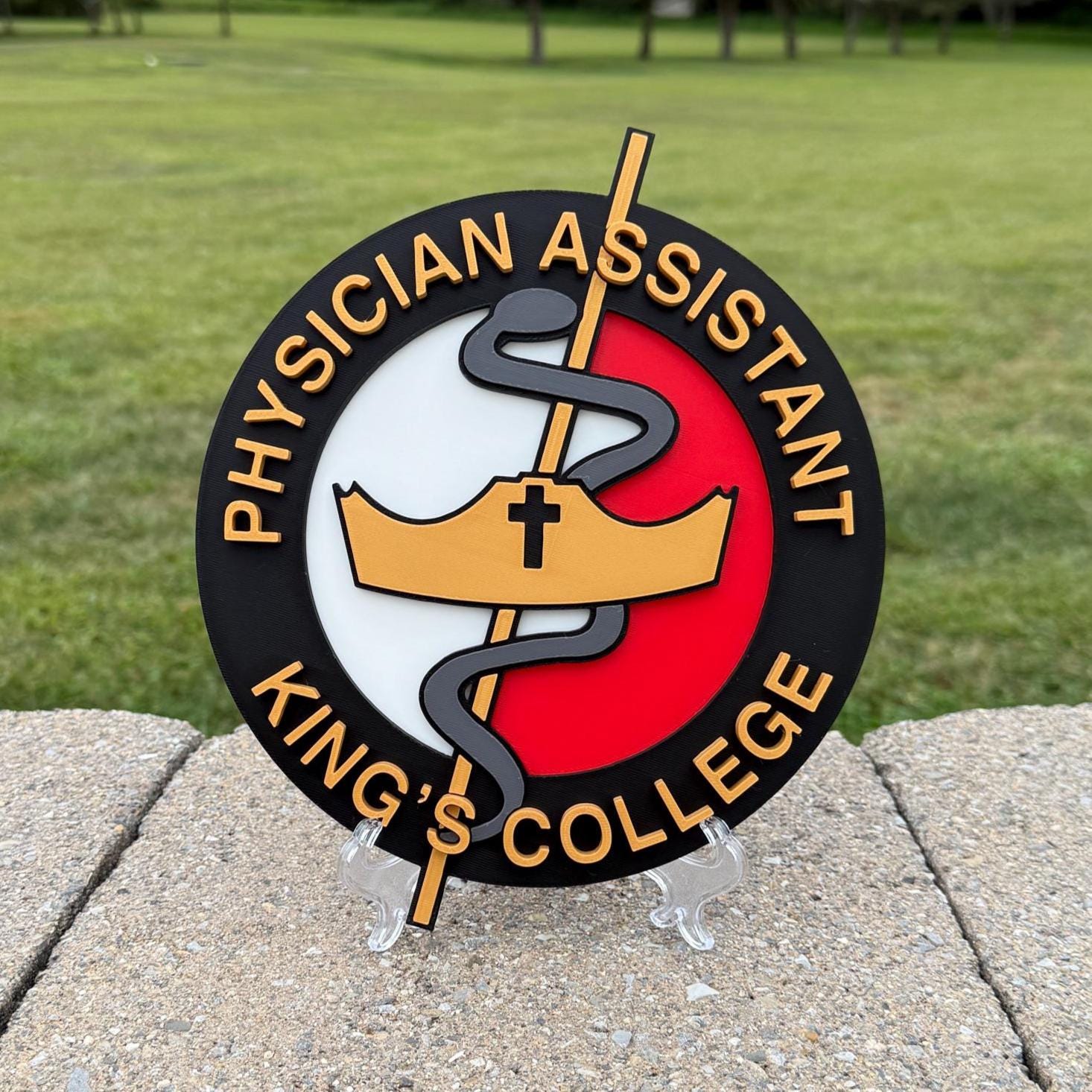King's College PA Logo 9" 3D Embossed Plaque: Physician Assistant Medical Gift Pennsylvania
