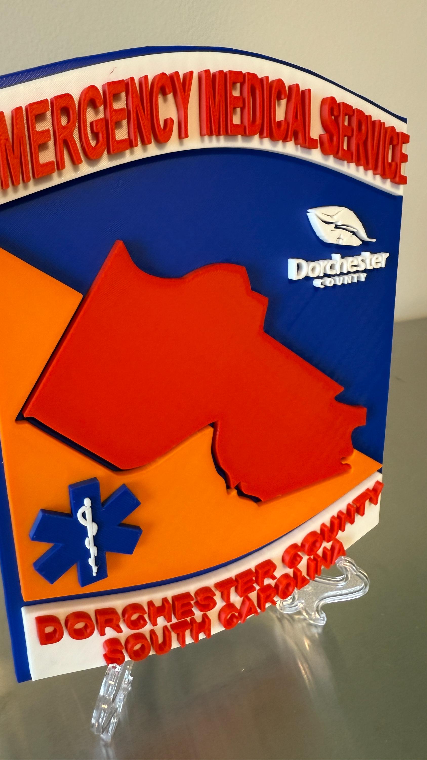 Dorchester County SC EMS 3D Embossed Plaque: First Responder Wall Art South Carolina