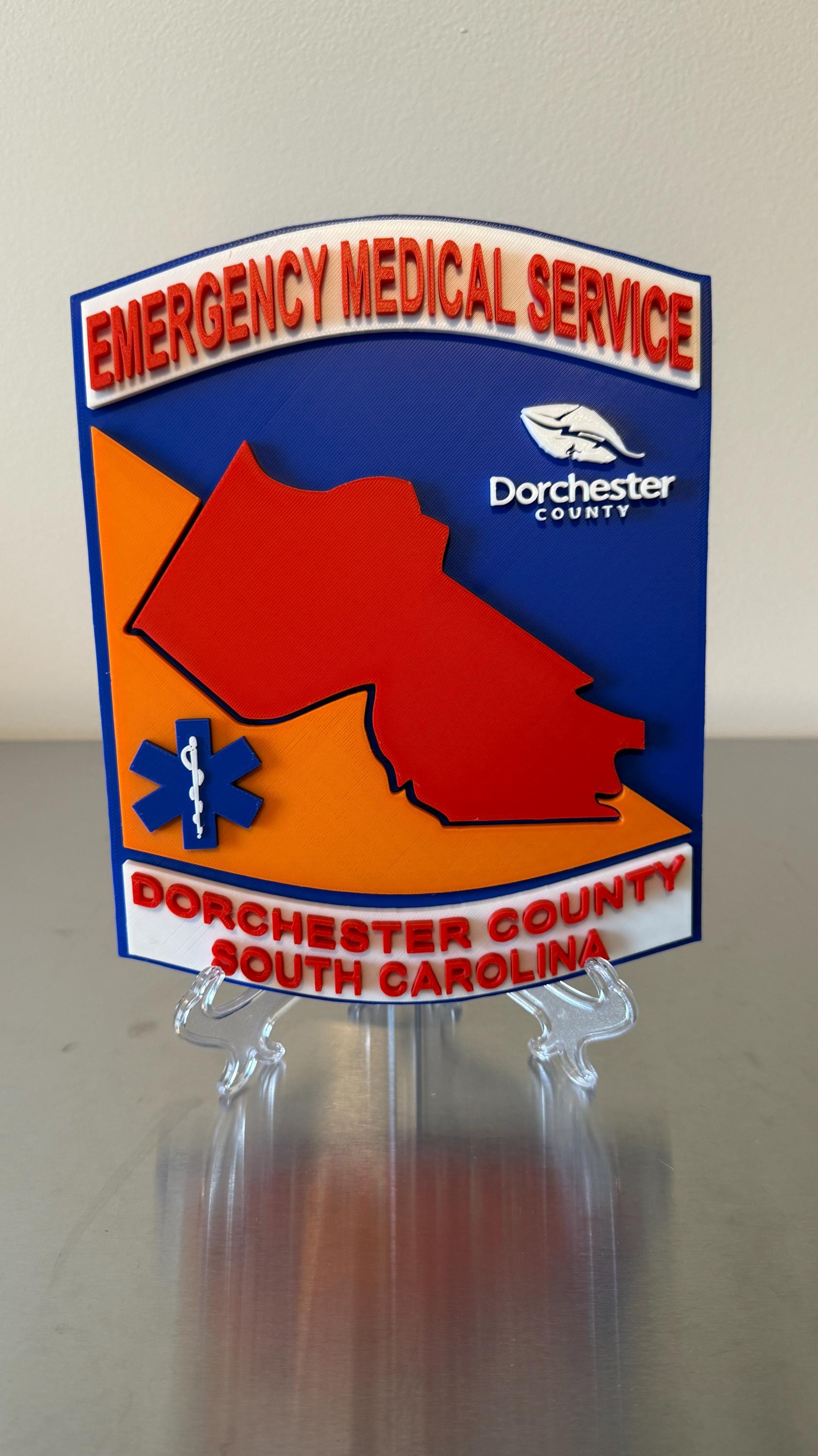 Dorchester County SC EMS 3D Embossed Plaque: First Responder Wall Art South Carolina