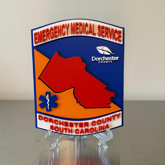 Dorchester County SC EMS 3D Embossed Plaque: First Responder Wall Art South Carolina