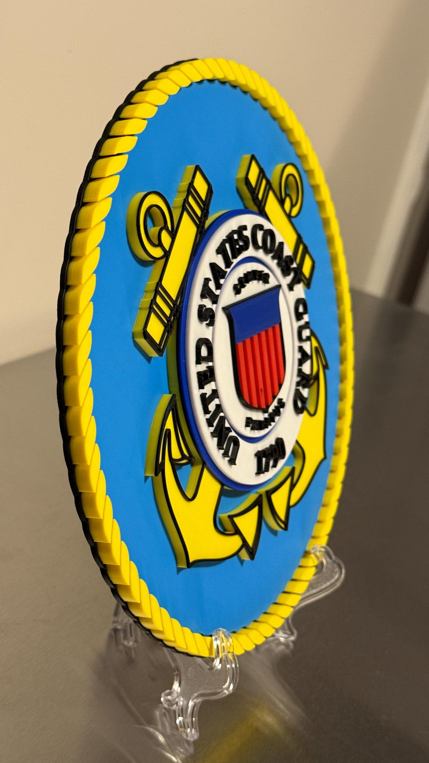 USCG 3D Embossed Plaque: United States Coast Guard Wall Art Government