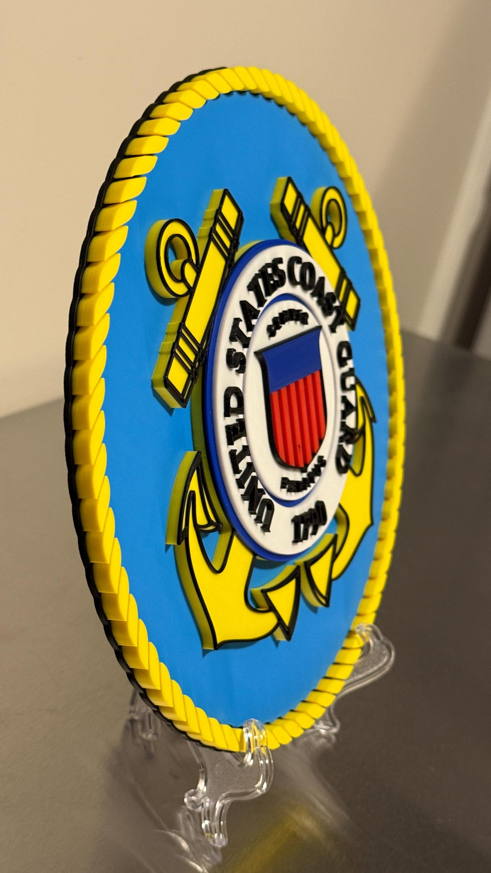 USCG 3D Embossed Plaque: United States Coast Guard Wall Art Government