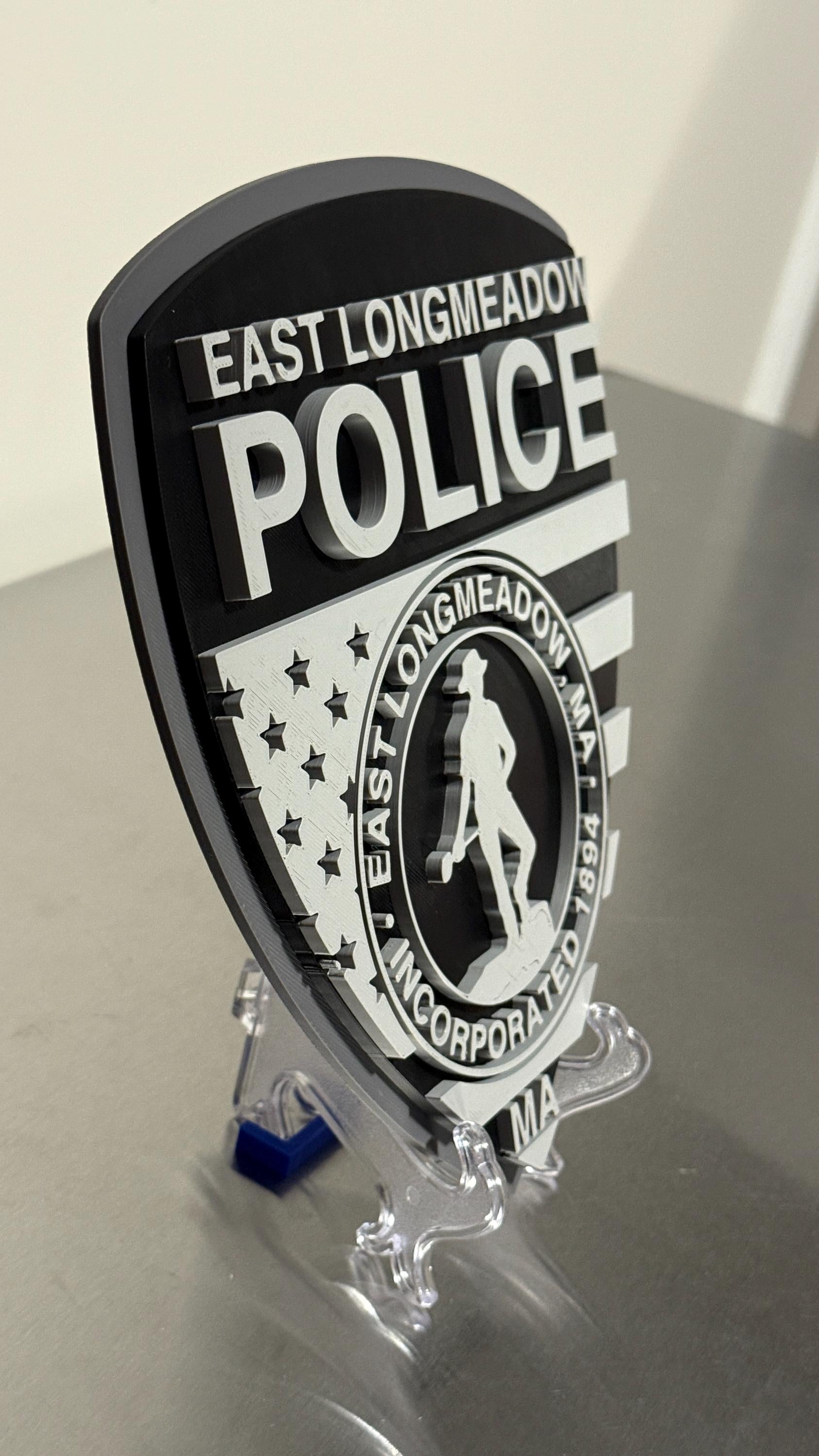 East Longmeadow Police 3D Plaque: First Responder Wall Art MA Massachusetts