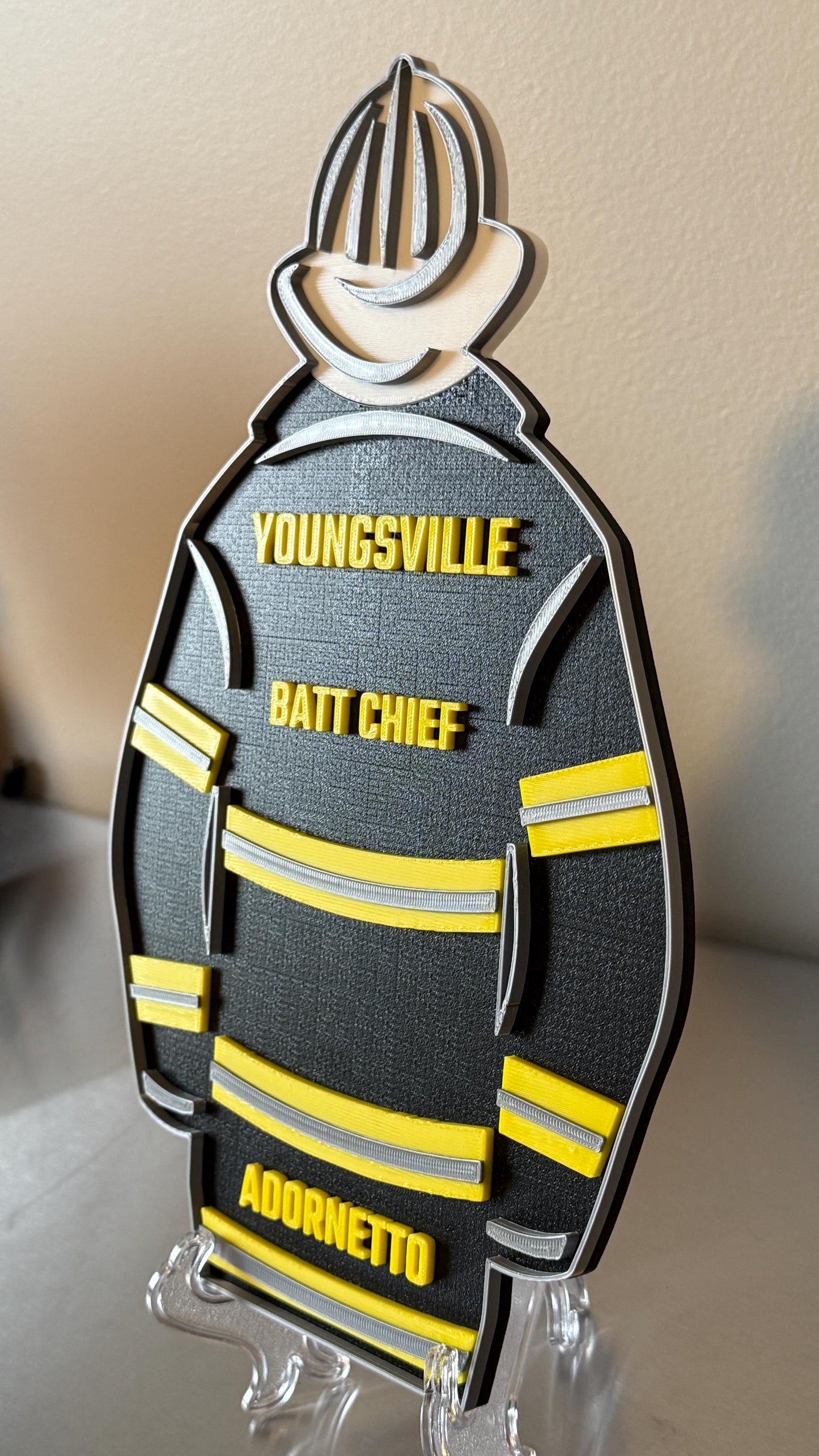 Firefighter Turnout Coat Plaque, BLACK Bunker Gear Personalized