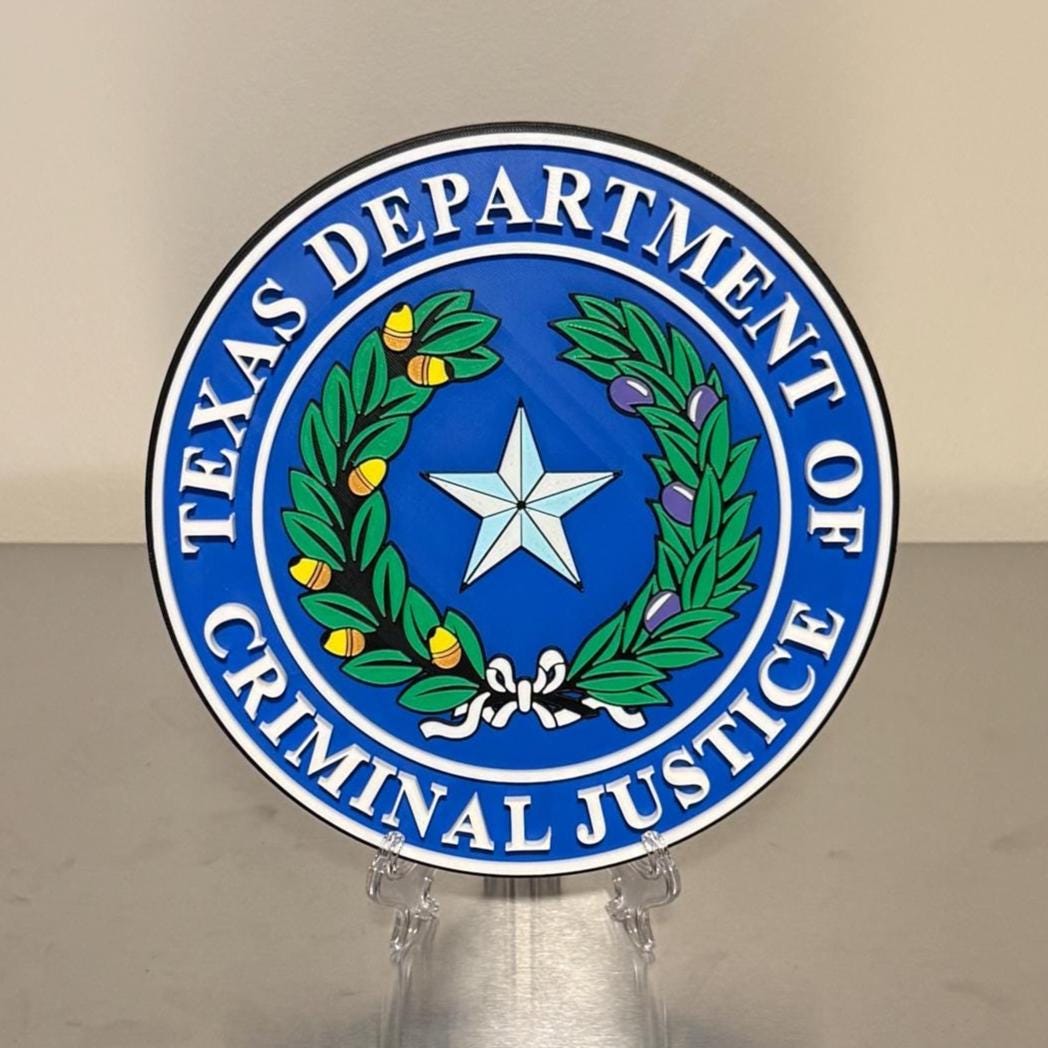 Texas Criminal Justice Plaque: First Responder Display Plaque