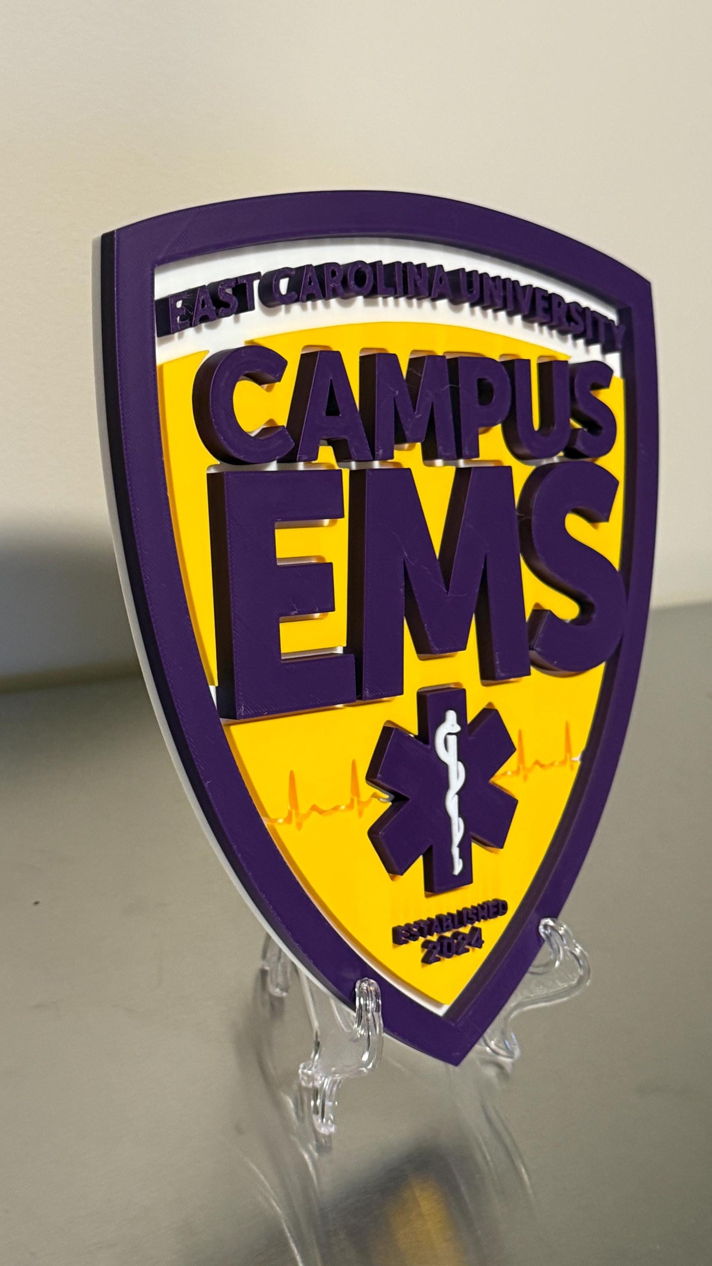 East Carolina Campus EMS 3D Plaque, Embossed First Responder Tribute (9x7.6 inches)