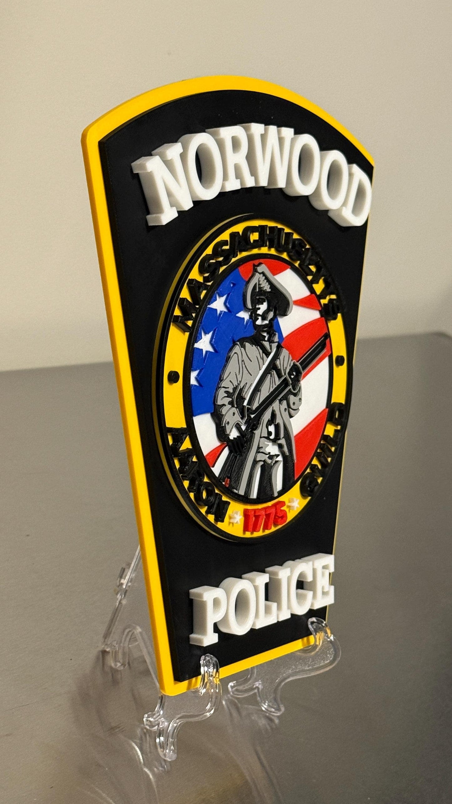 Police 3D Plaque: Norwood MA Emblem - Wall or Shelf Display Massachusetts