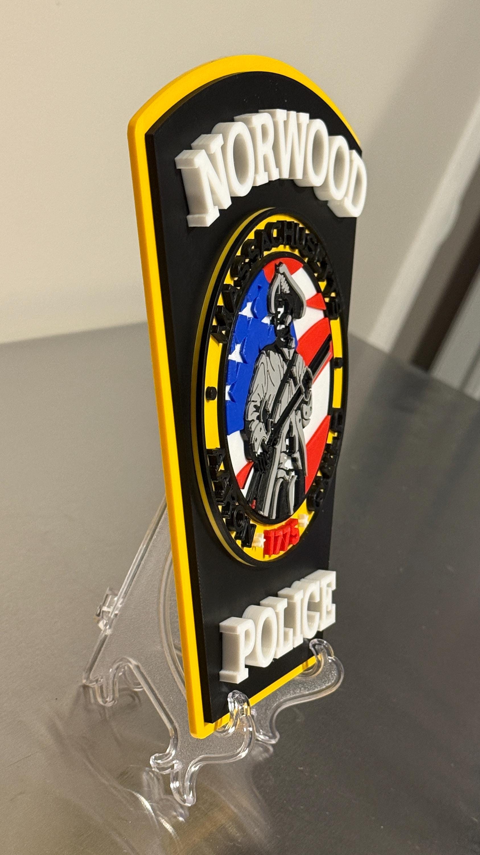 Police 3D Plaque: Norwood MA Emblem - Wall or Shelf Display Massachusetts
