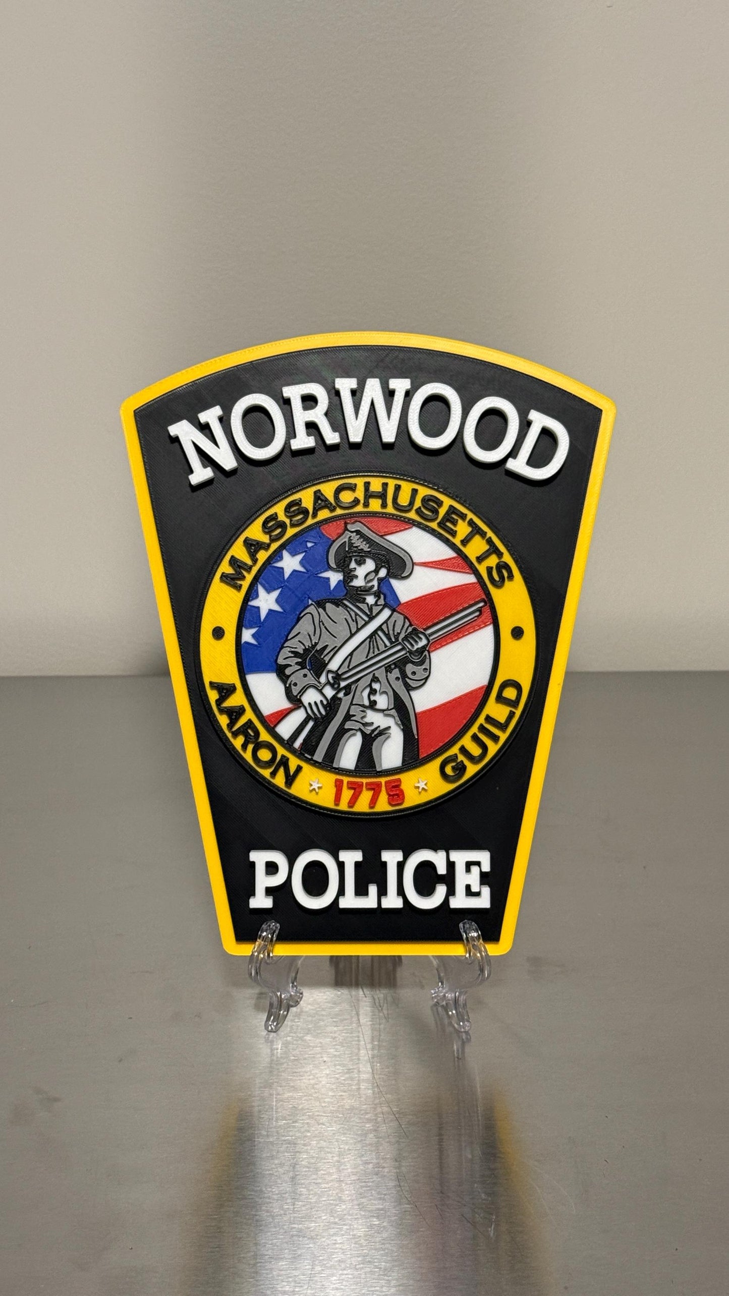 Police 3D Plaque: Norwood MA Emblem - Wall or Shelf Display Massachusetts