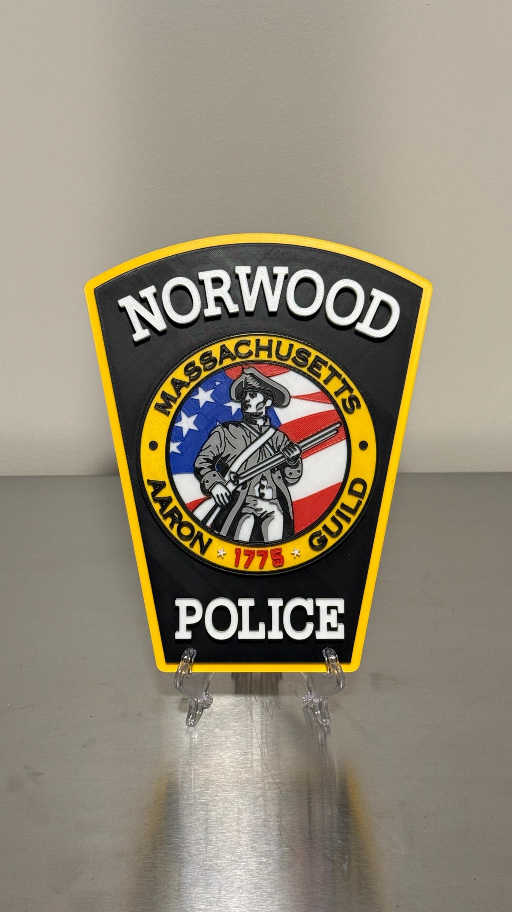 Police 3D Plaque: Norwood MA Emblem - Wall or Shelf Display Massachusetts