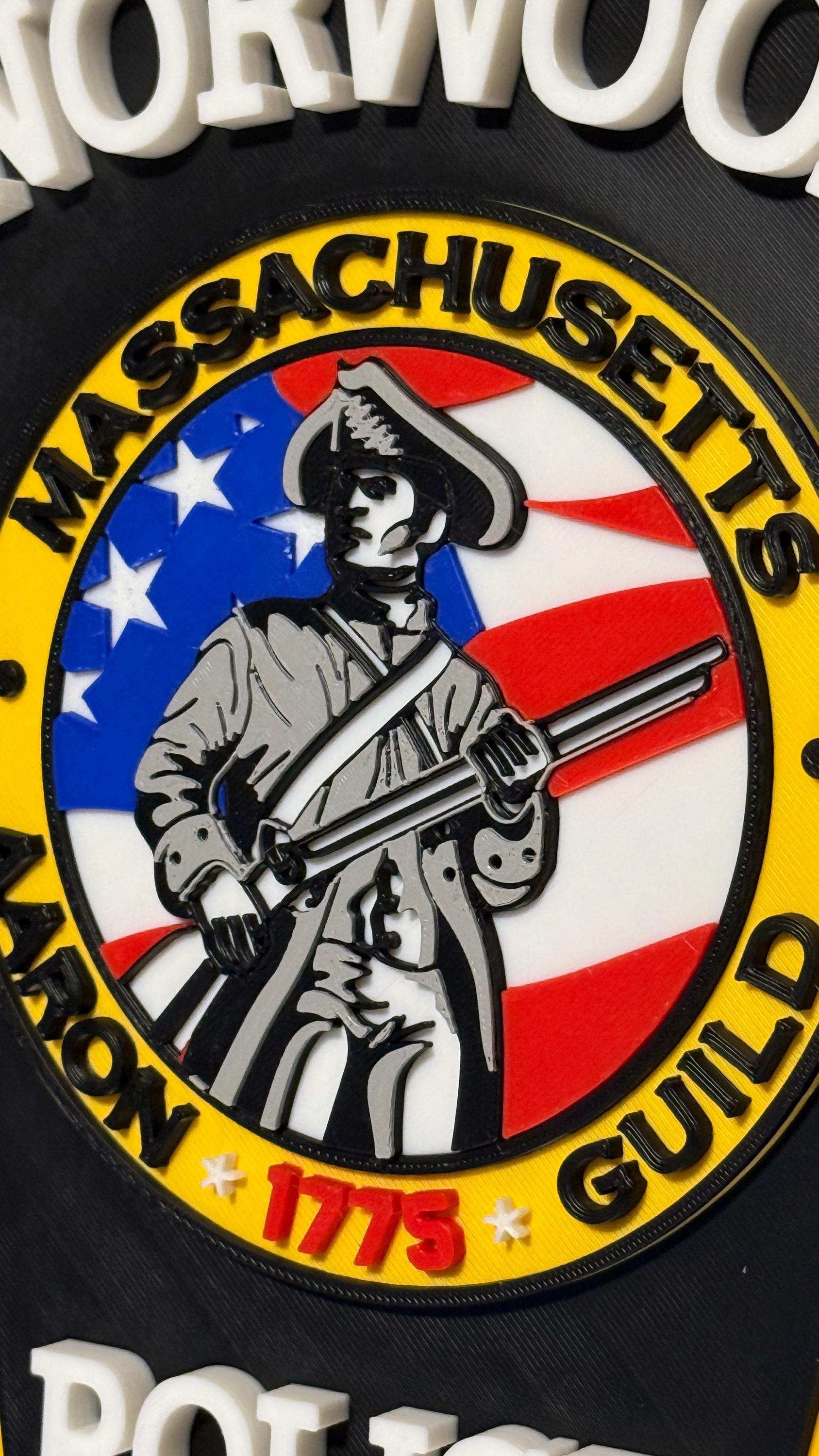 Police 3D Plaque: Norwood MA Emblem - Wall or Shelf Display Massachusetts