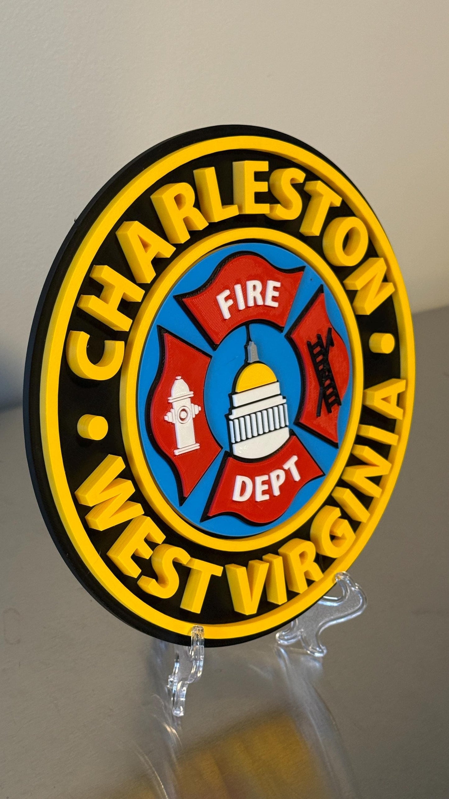 Charleston WV Fire Department 3D Embossed Plaque: First Responder Wall Art