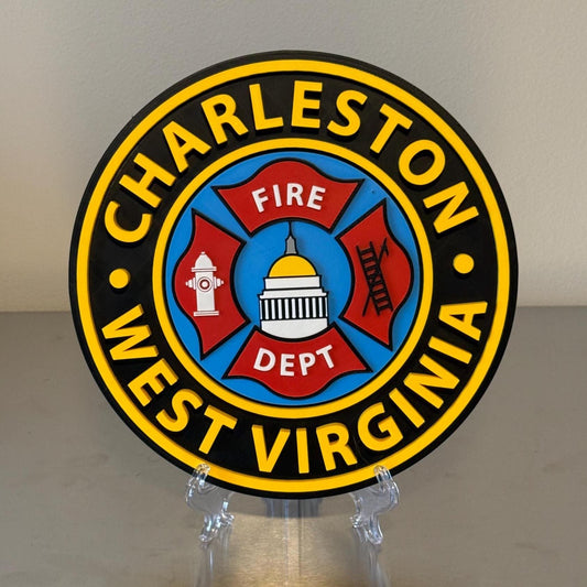 Charleston WV Fire Department 3D Embossed Plaque: First Responder Wall Art