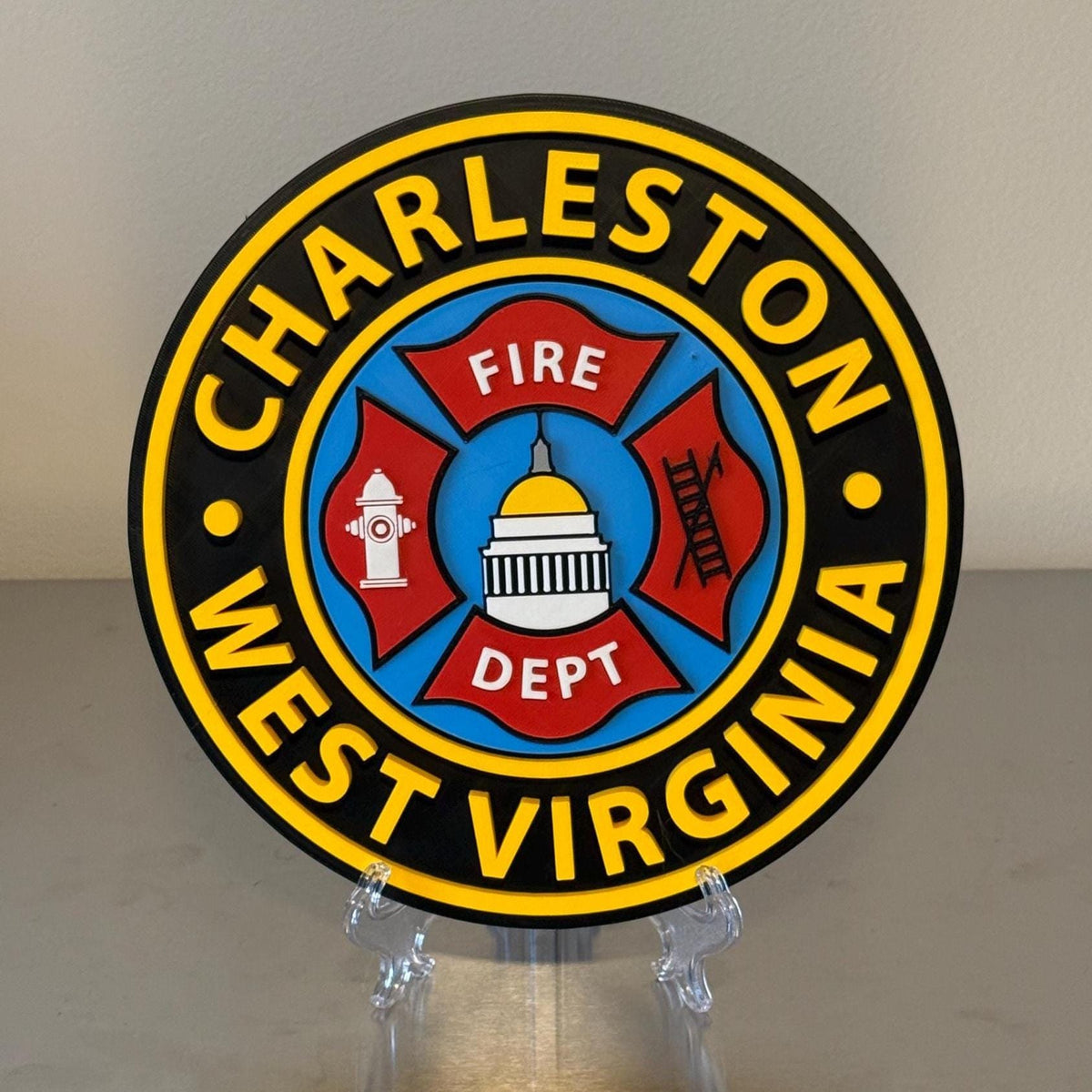 Charleston WV Fire Department 3D Embossed Plaque: First Responder Display Plaque