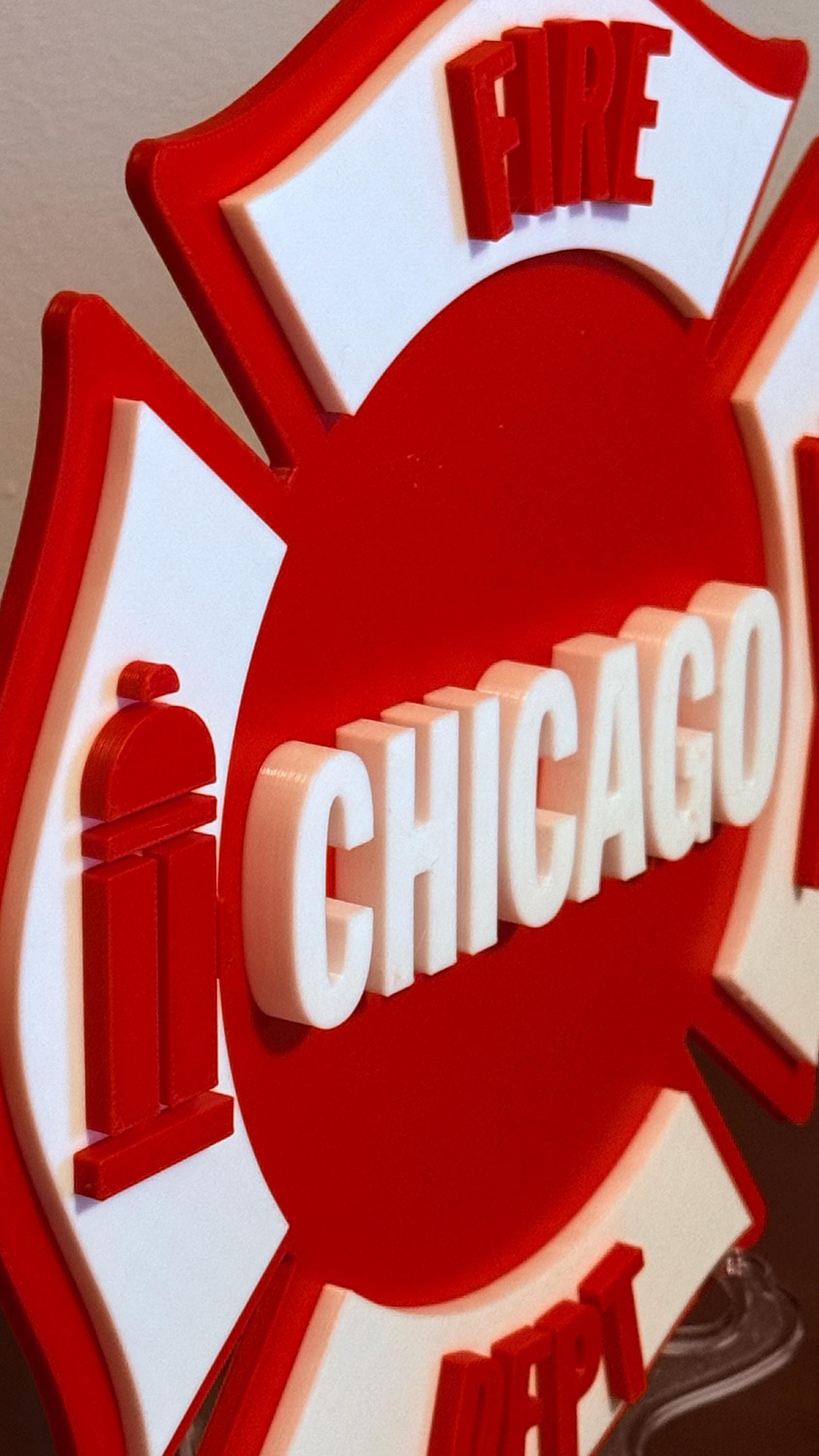 Chicago Fire Department 3D Plaque: First Responder Wall Art Illinois