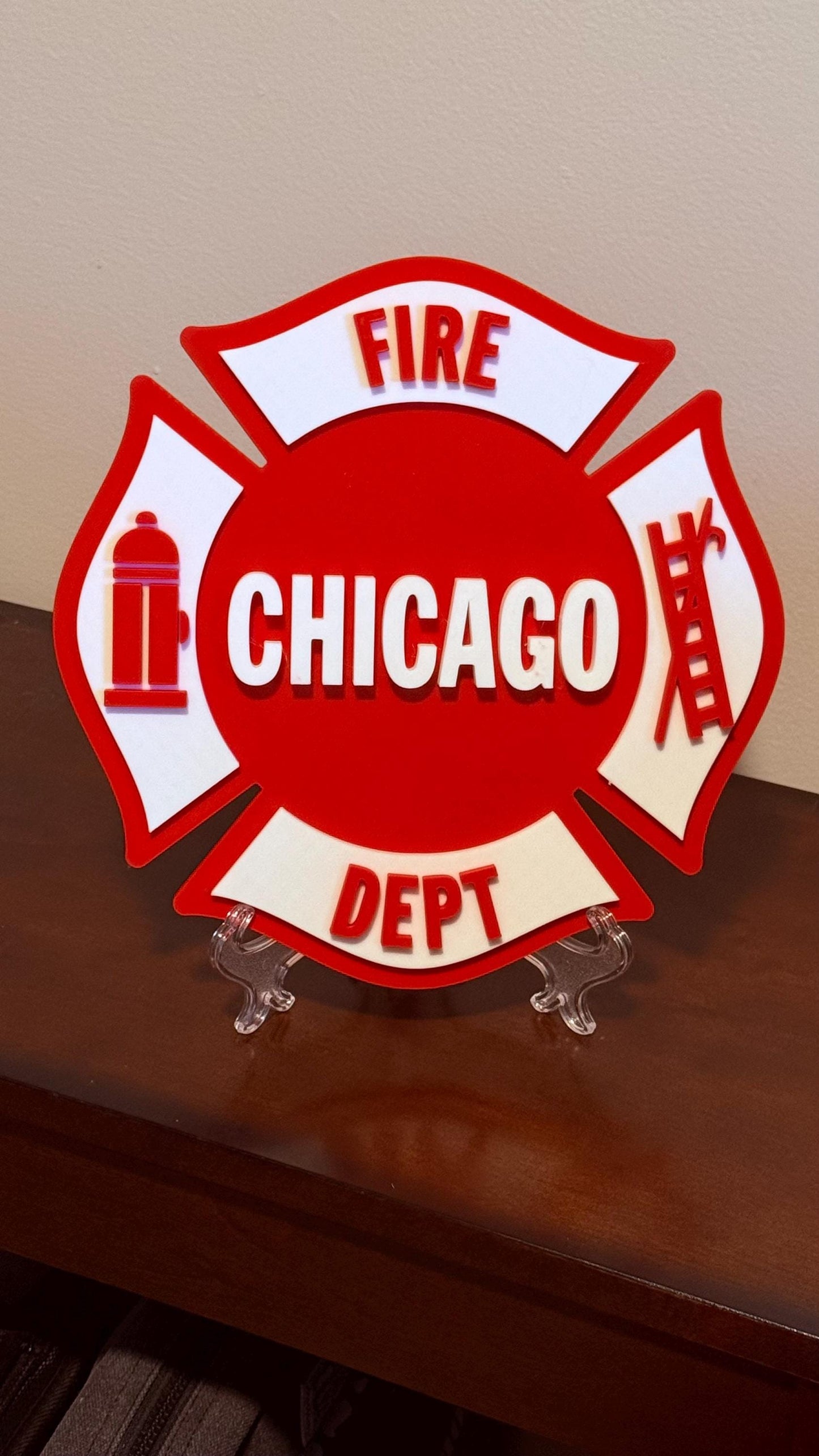 Chicago Fire Department 3D Plaque: First Responder Wall Art Illinois