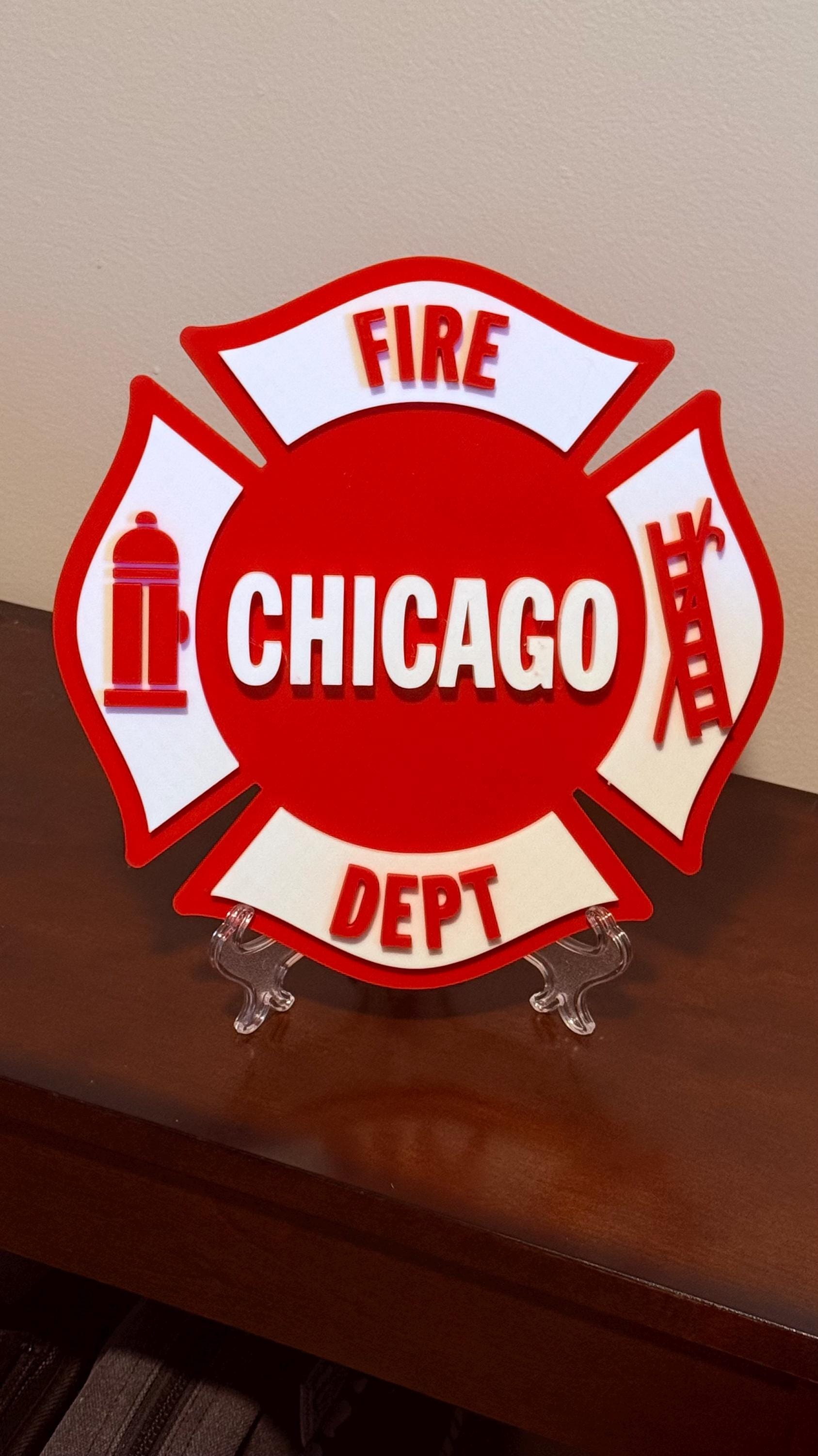 Chicago Fire Department 3D Plaque: First Responder Wall Art Illinois