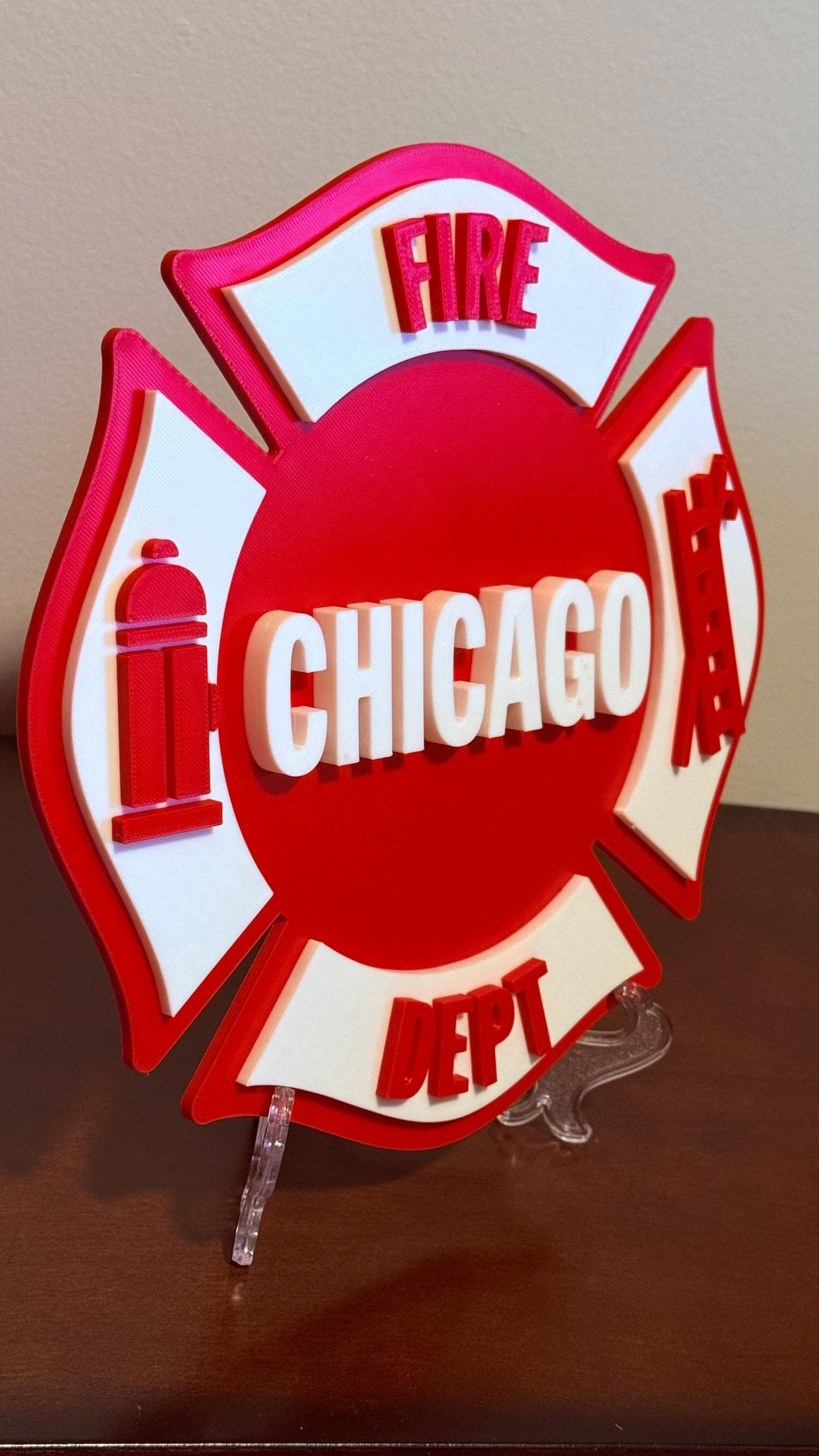 Chicago Fire Department 3D Plaque: First Responder Wall Art Illinois
