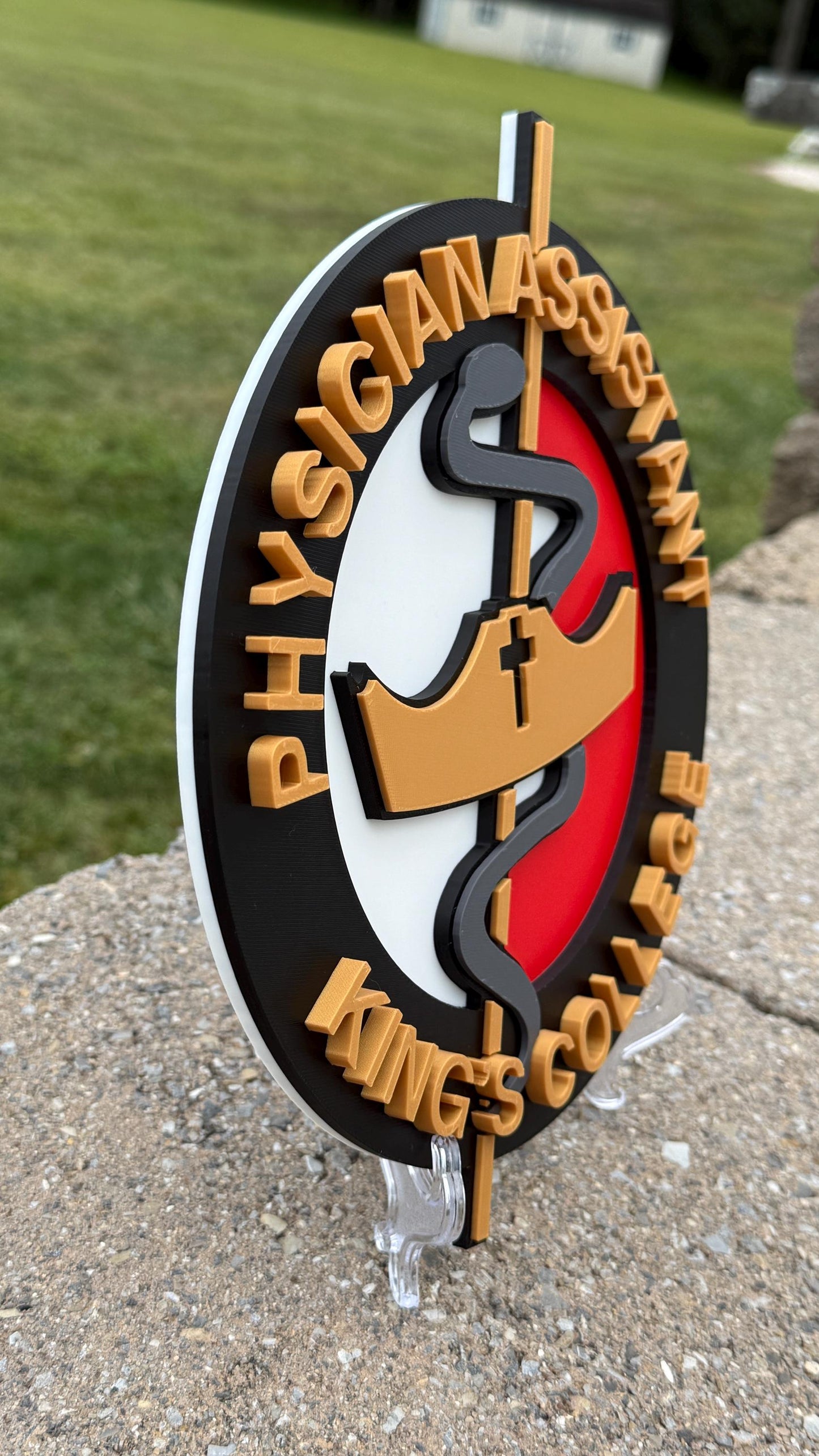 King's College PA Logo 9" 3D Embossed Plaque: Physician Assistant Medical Gift Pennsylvania