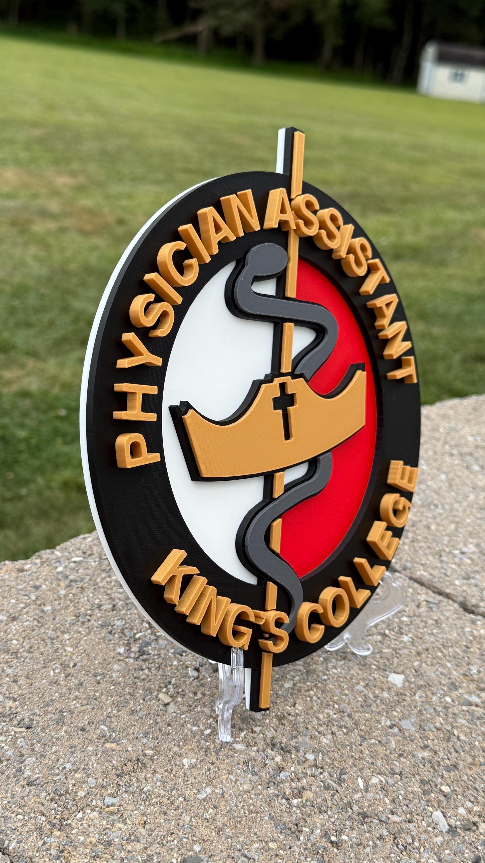 King's College PA Logo 9" 3D Embossed Plaque: Physician Assistant Medical Gift Pennsylvania