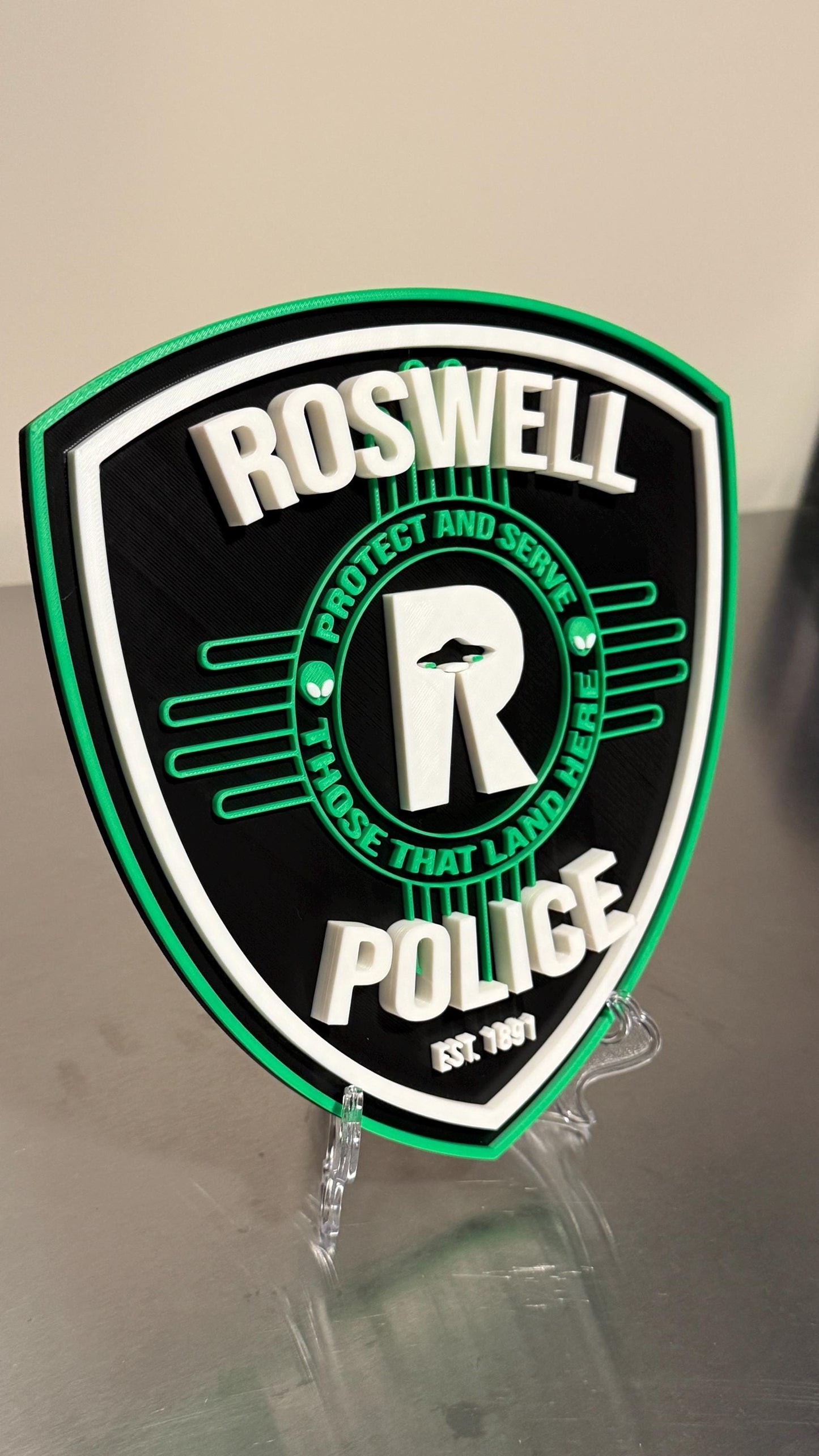 Roswell Police Department Plaque: 3D Embossed New Mexico Wall Art