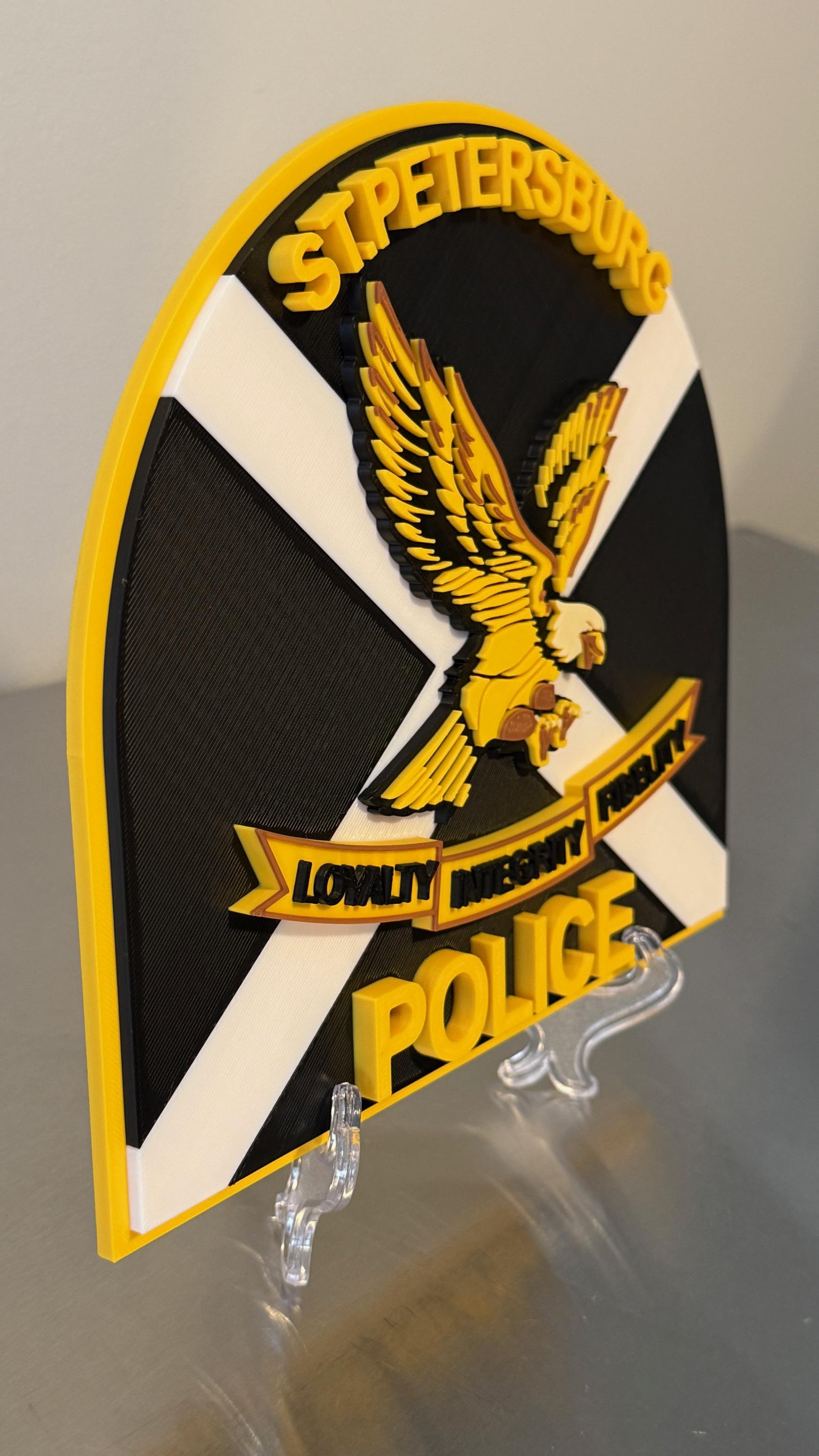 Police Plaque: St. Petersburg 3D Embossed - Wall Mount Display Florida