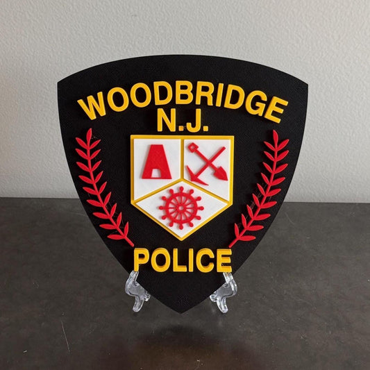 Embossed Woodbridge NJ Police Plaque: First Responder Wall Art New Jersey