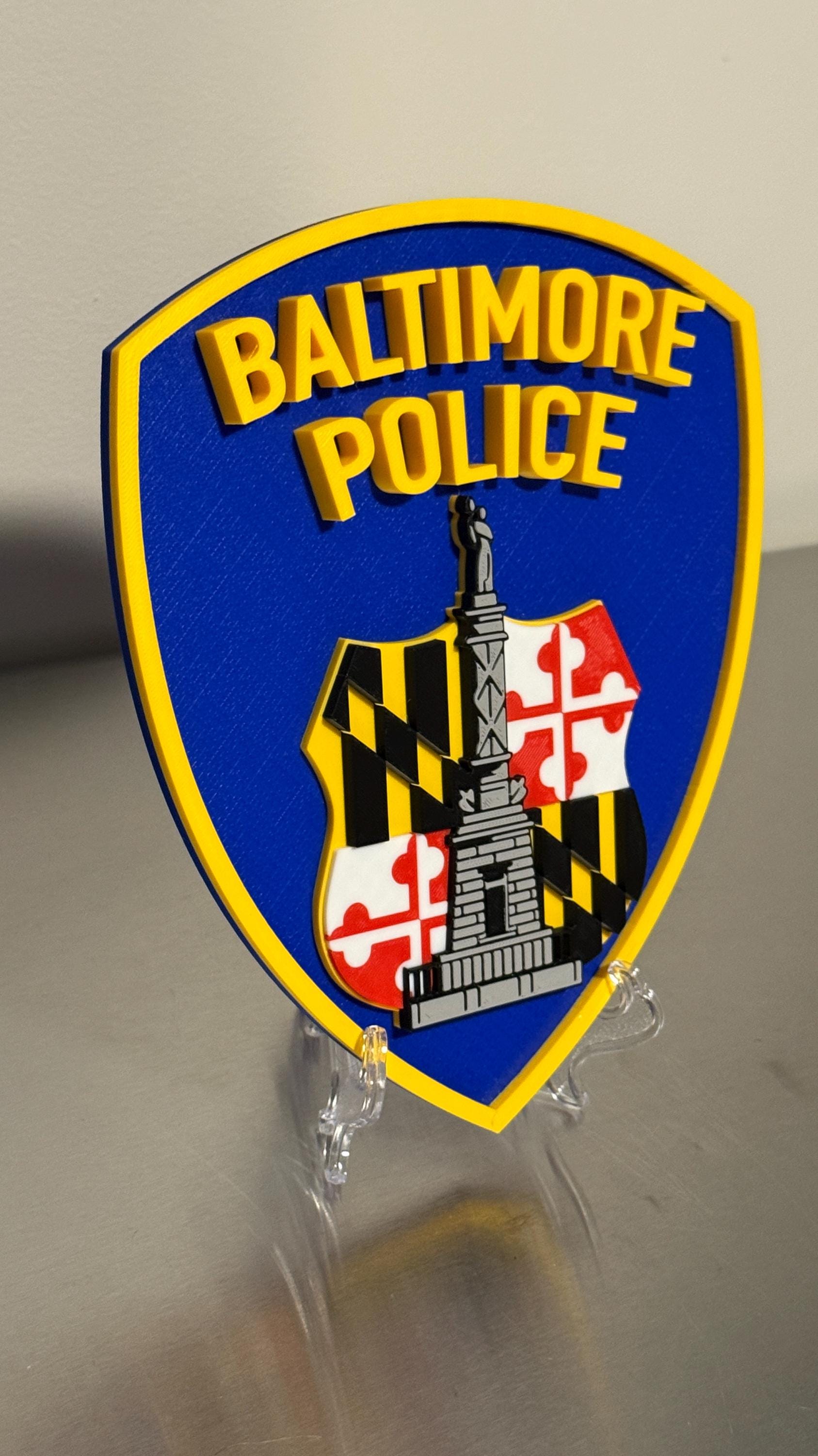 Baltimore Police Plaque: 3D Embossed First Responder Wall Art Maryland