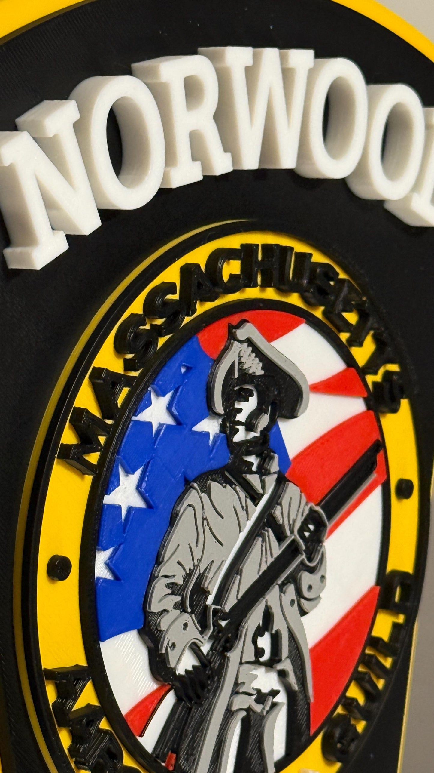 Police 3D Plaque: Norwood MA Emblem - Wall or Shelf Display Massachusetts