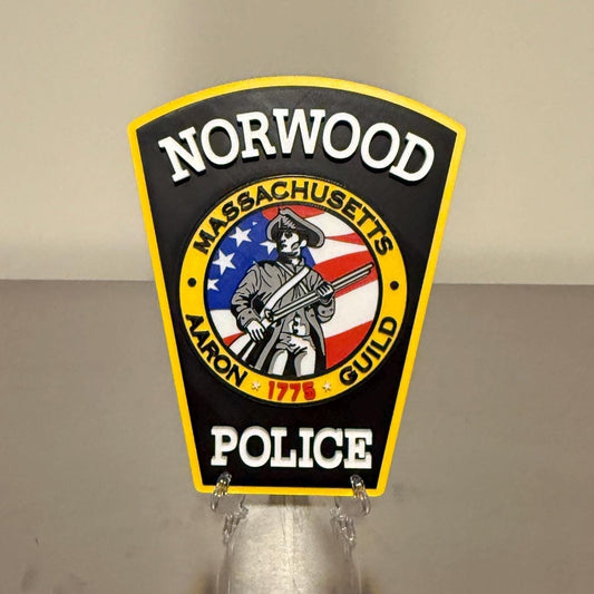 Police 3D Plaque: Norwood MA Emblem - Wall or Shelf Display Massachusetts