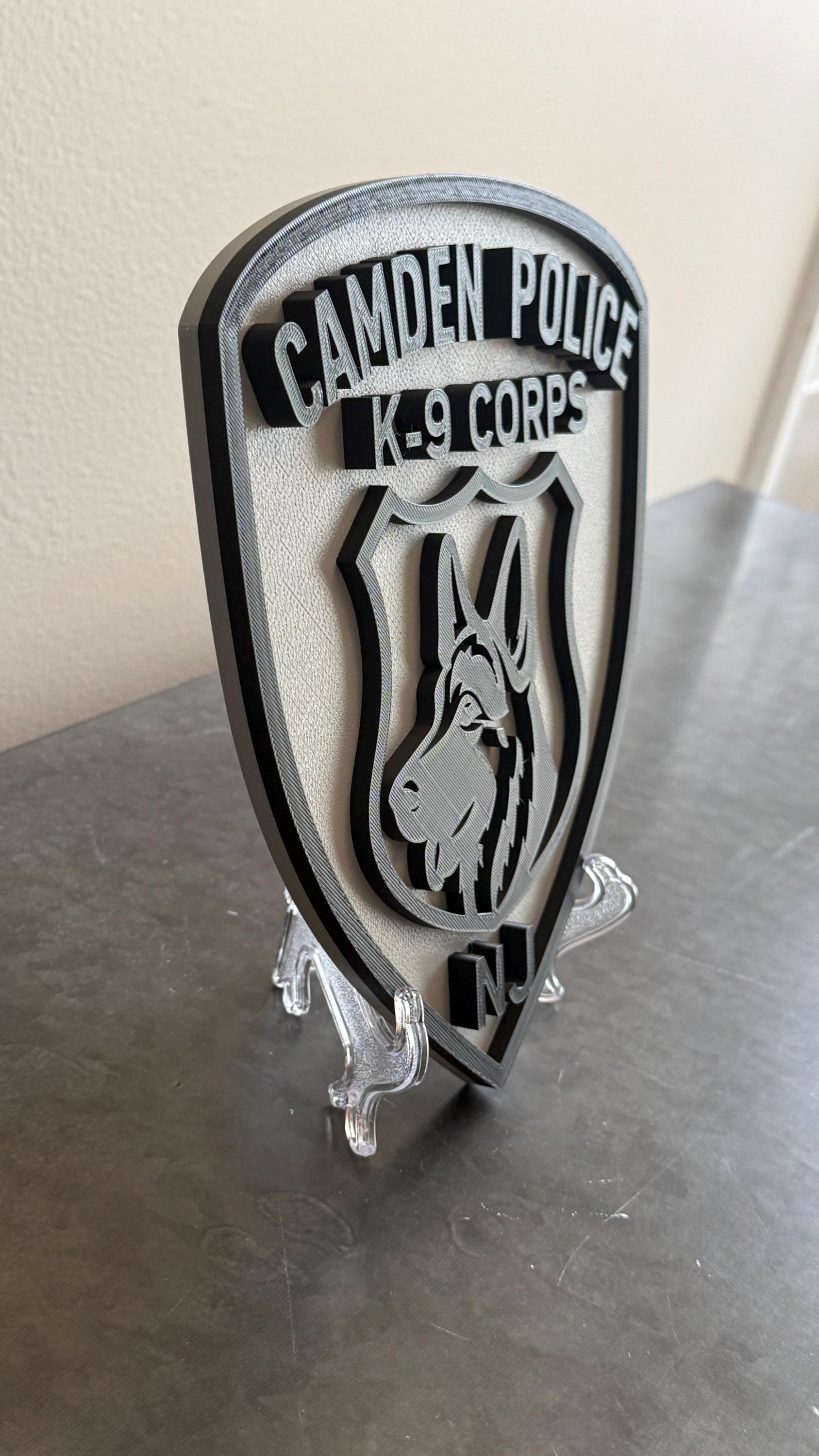 Camden NJ K9 Police 3D Embossed Display Plaque - First Responder Wall Art New Jersey