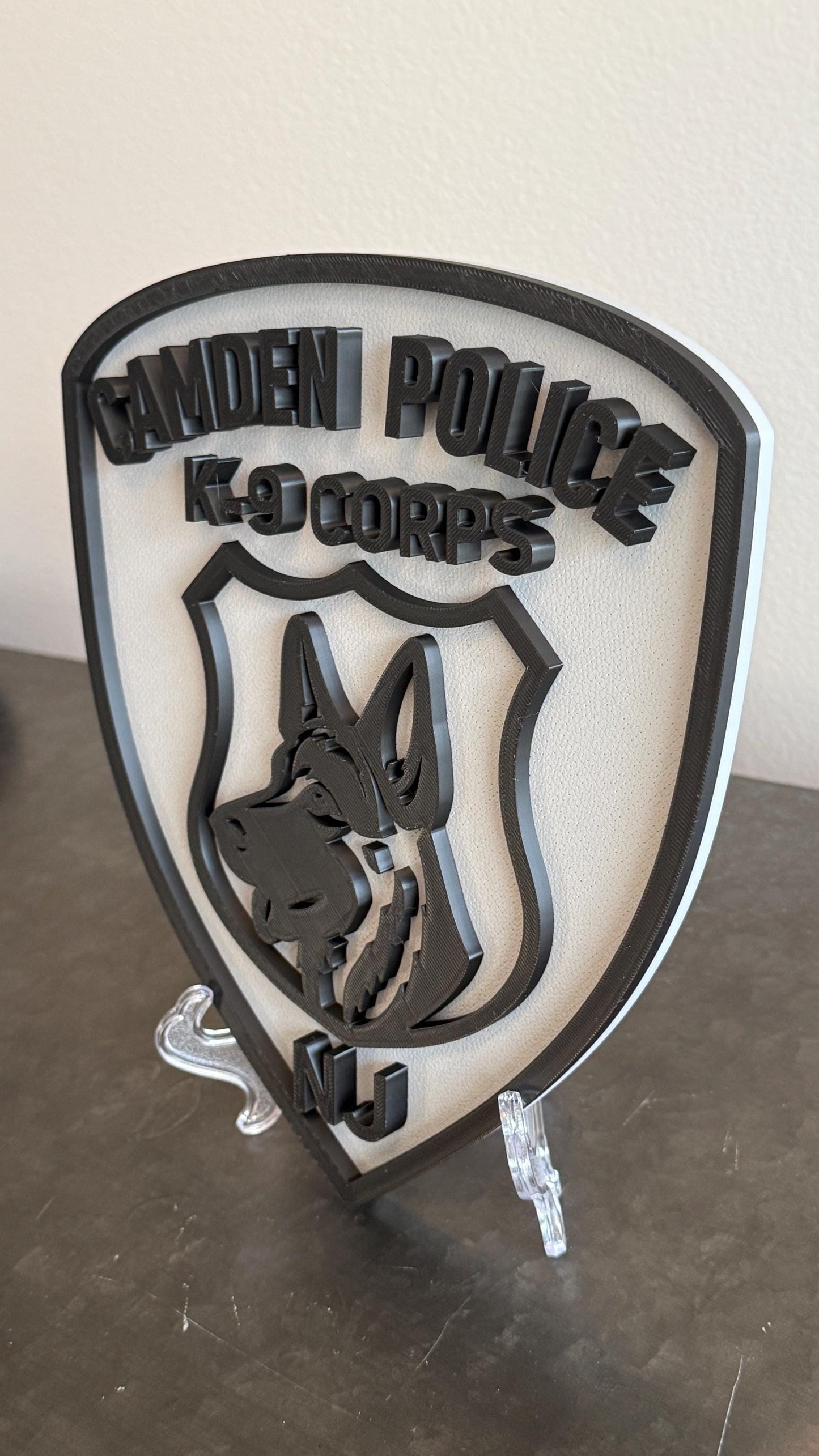 Camden NJ K9 Police 3D Embossed Display Plaque - First Responder Wall Art New Jersey