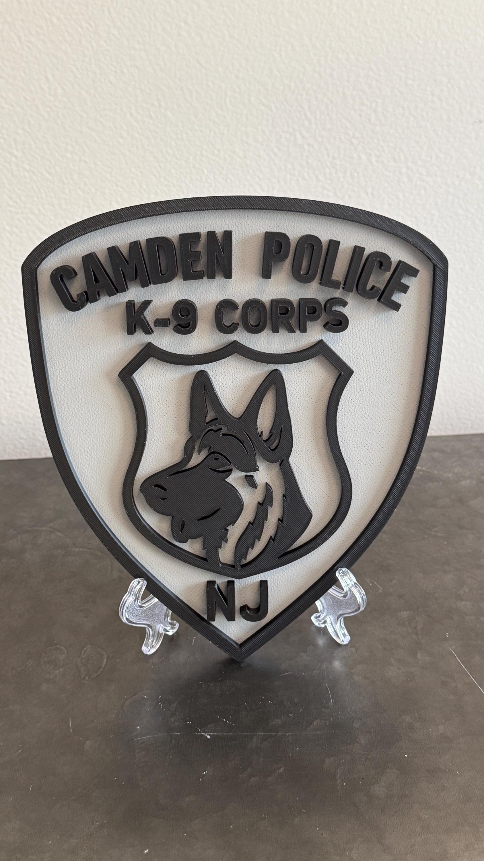 Camden NJ K9 Police 3D Embossed Display Plaque - First Responder Wall Art New Jersey