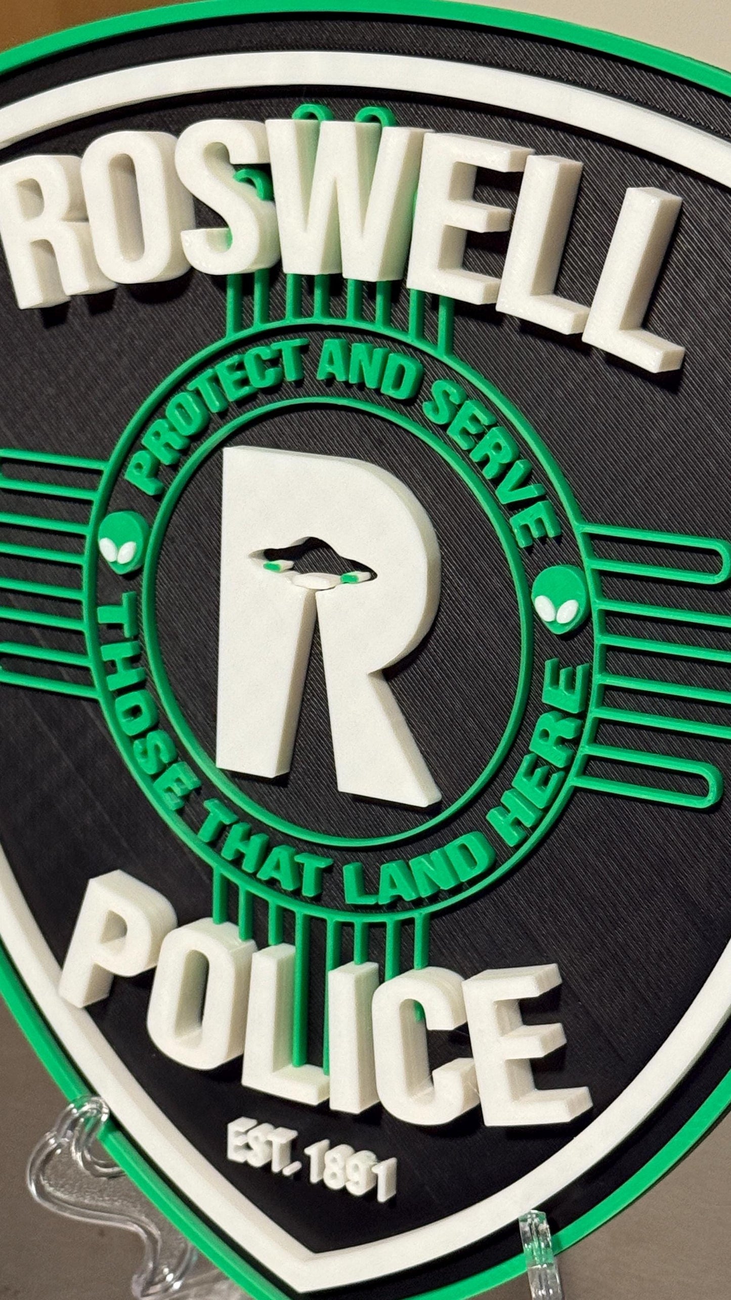 Roswell Police Department Plaque: 3D Embossed New Mexico Wall Art